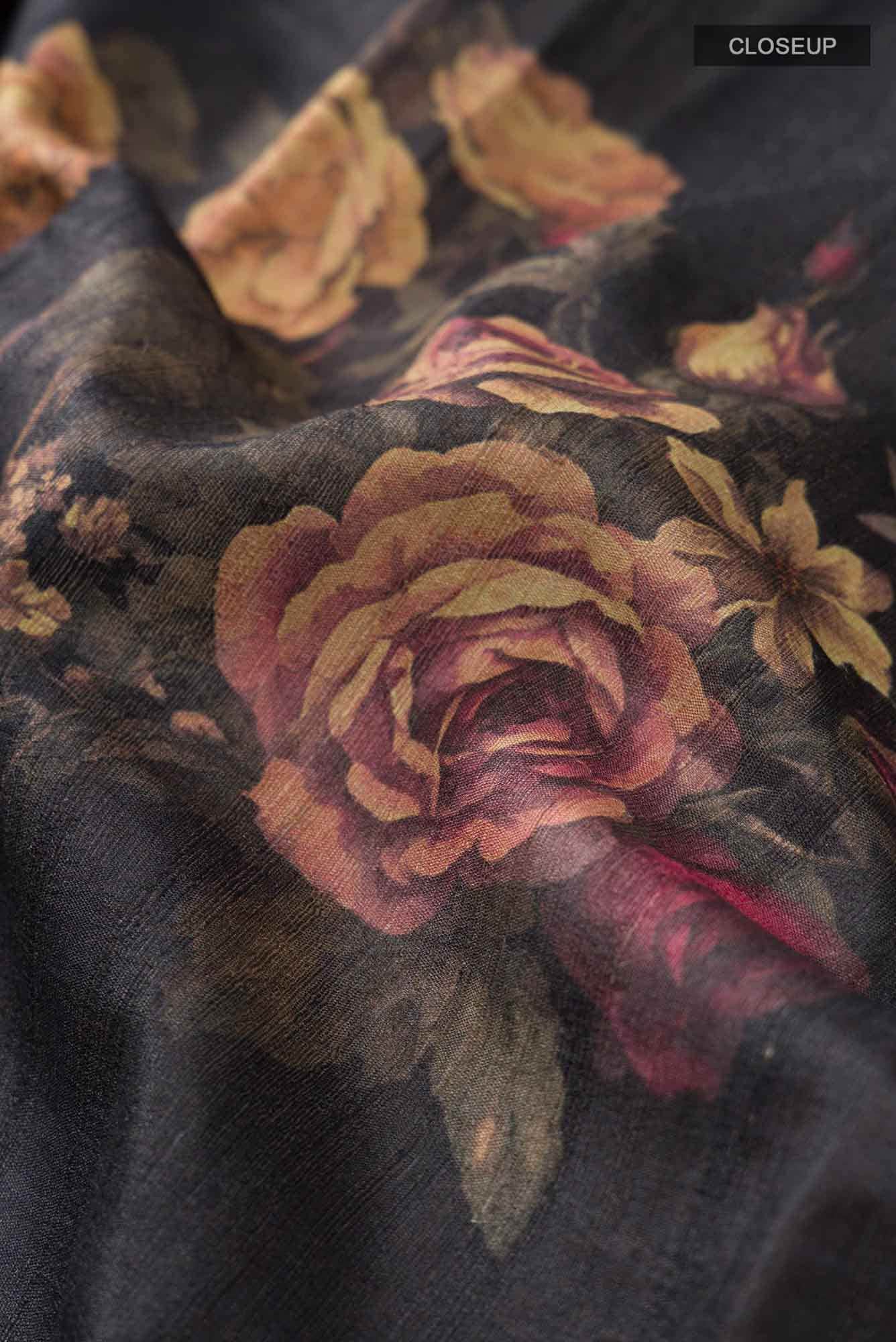 Black Bhagalpuri Tussar Silk Saree