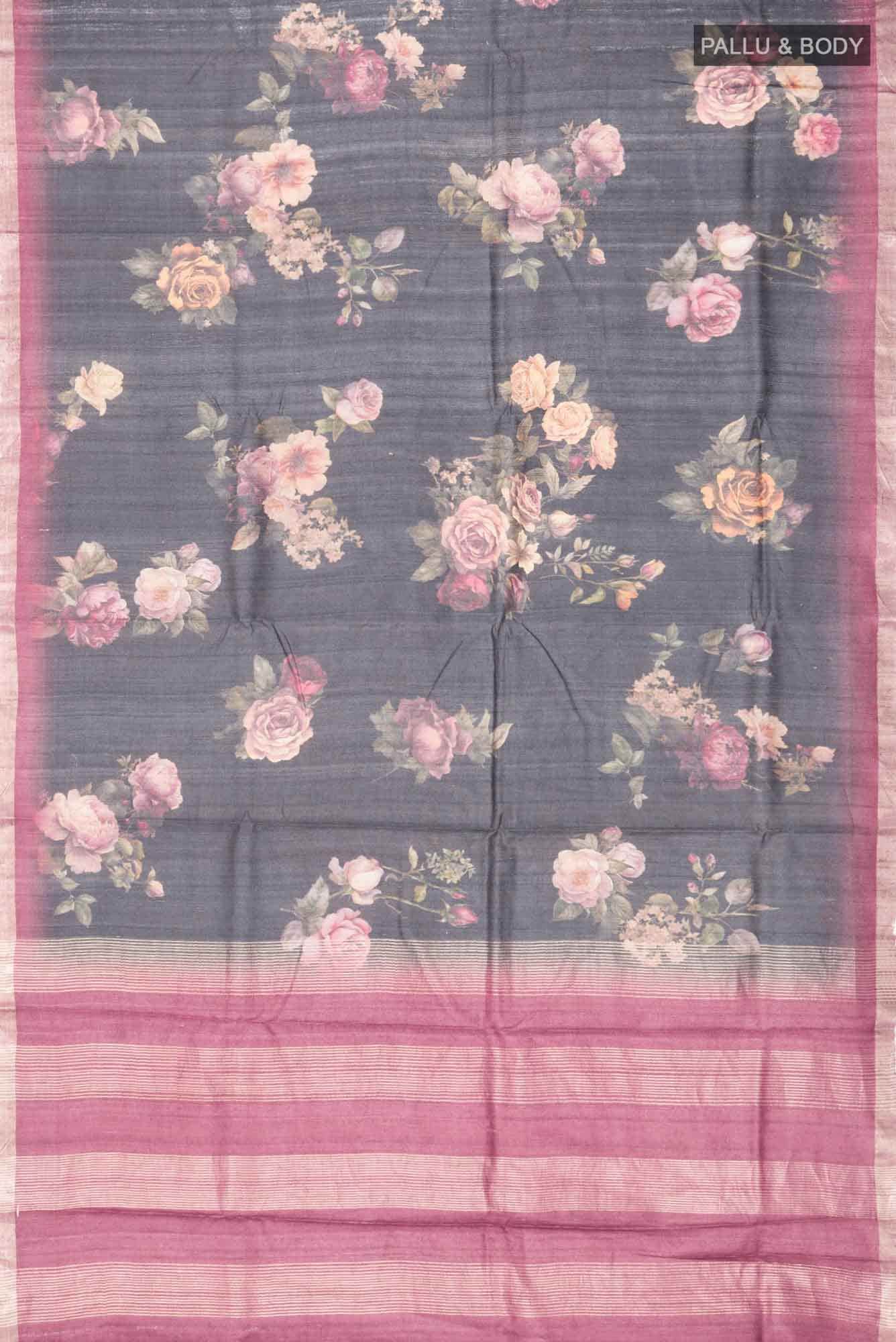 Black Bhagalpuri Tussar Silk Saree