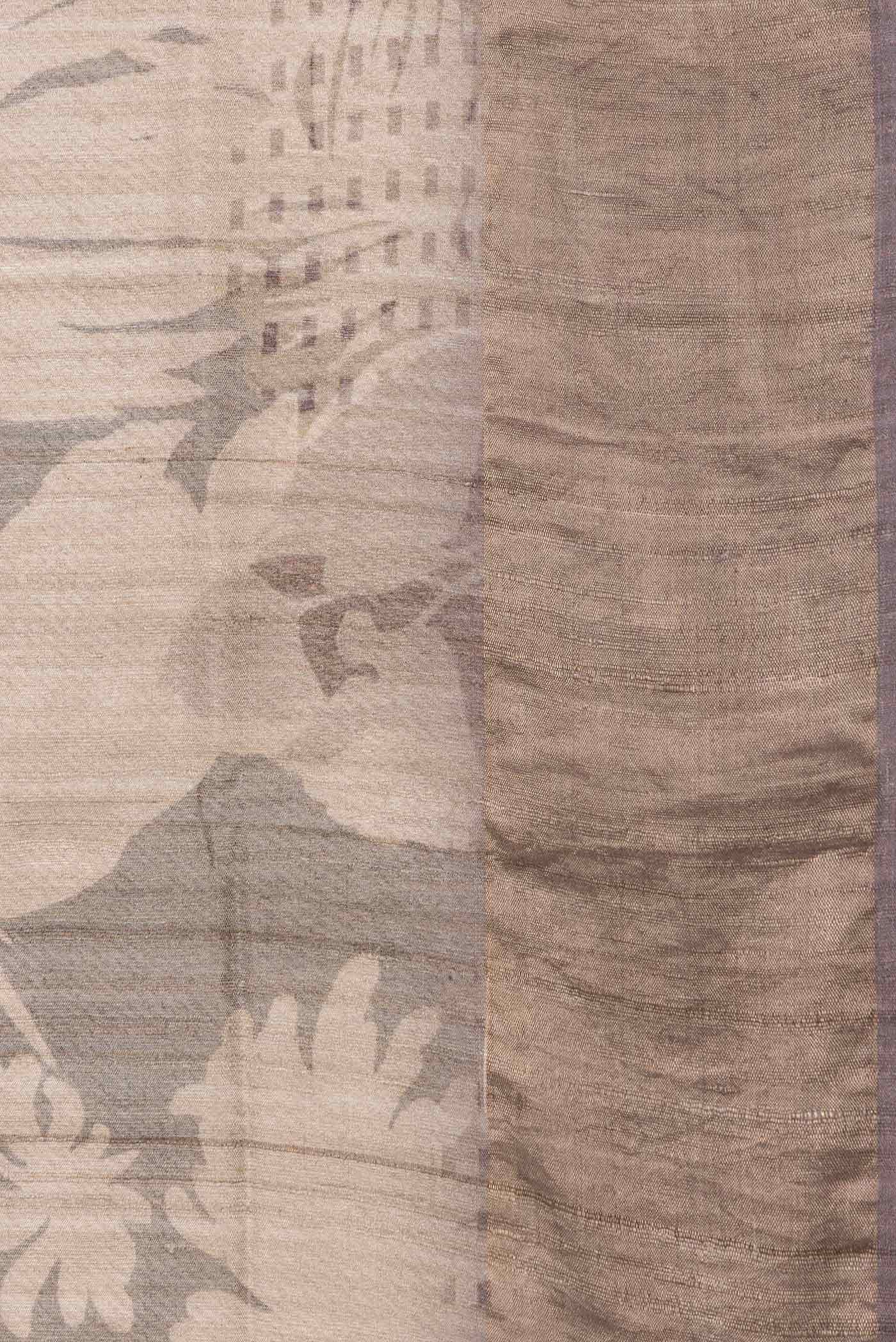 Dark Beige Dual Tone Tussar Silk Saree