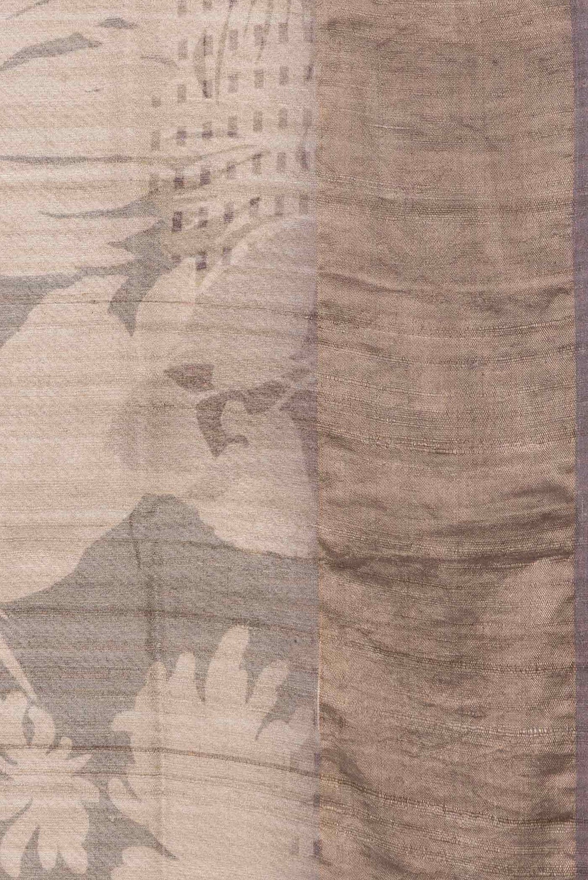 Dark Beige Dual Tone Tussar Silk Saree