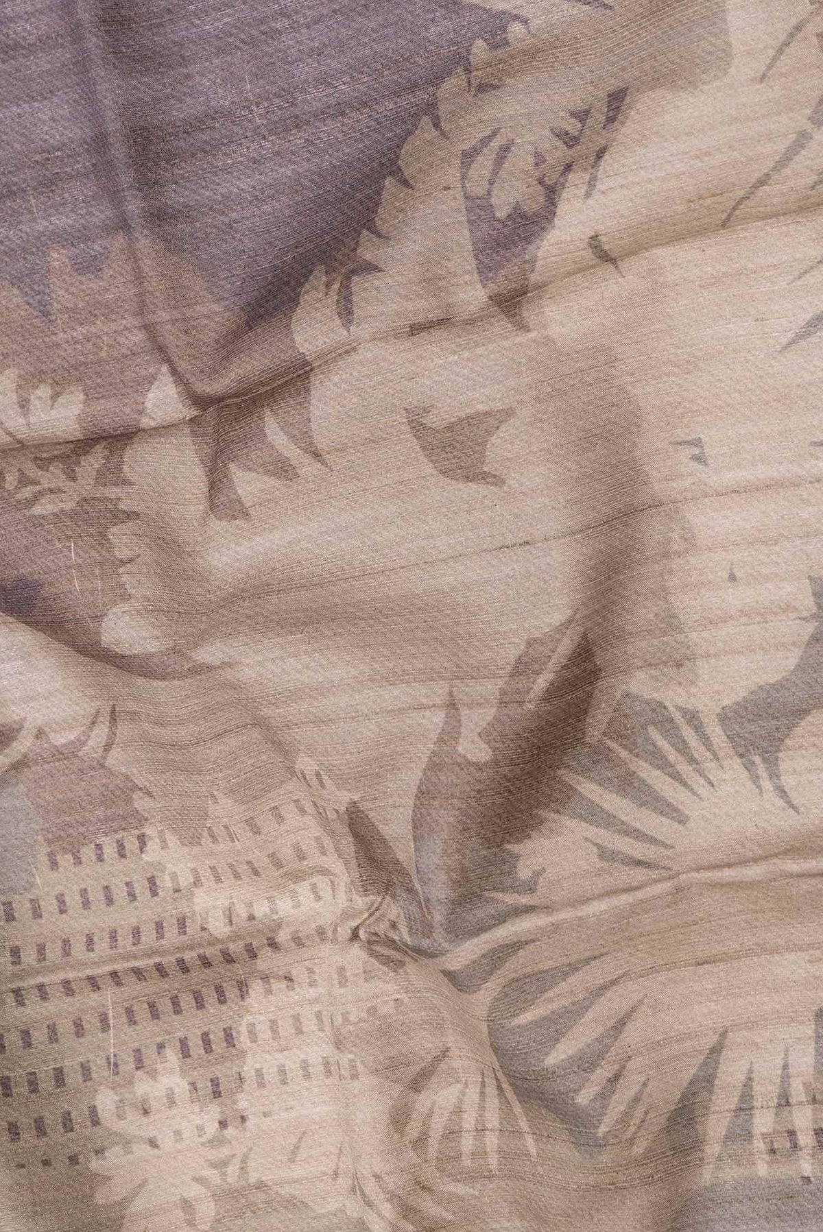 Dark Beige Dual Tone Tussar Silk Saree