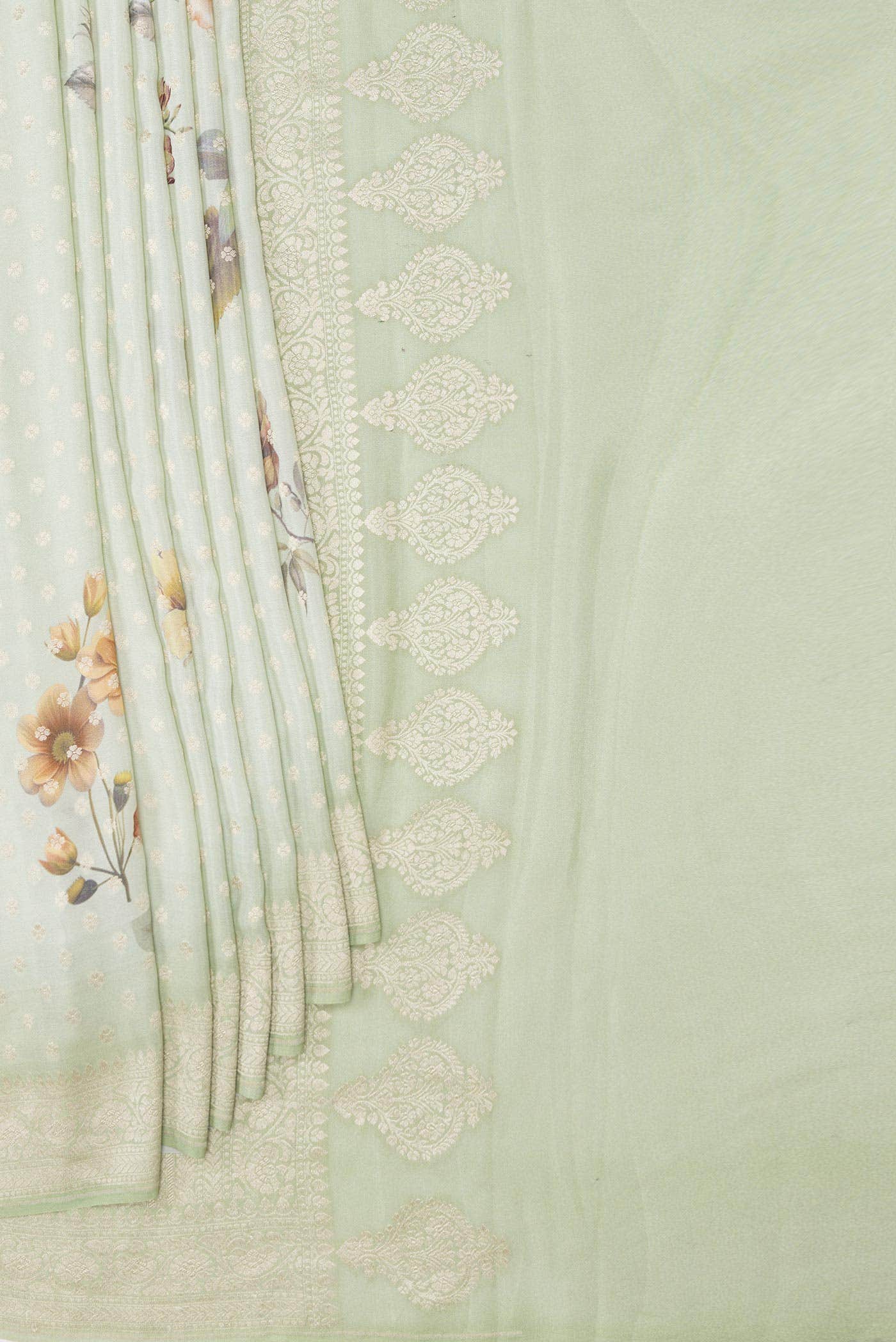 Light Green Dual Tone Mysore Georgette Saree