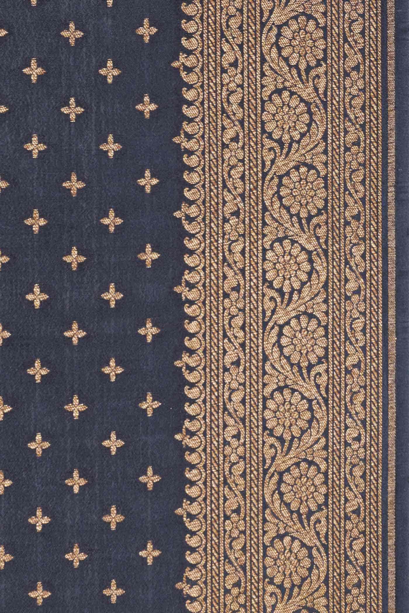 Navy Blue Dual Tone Banarasi Georgette Saree