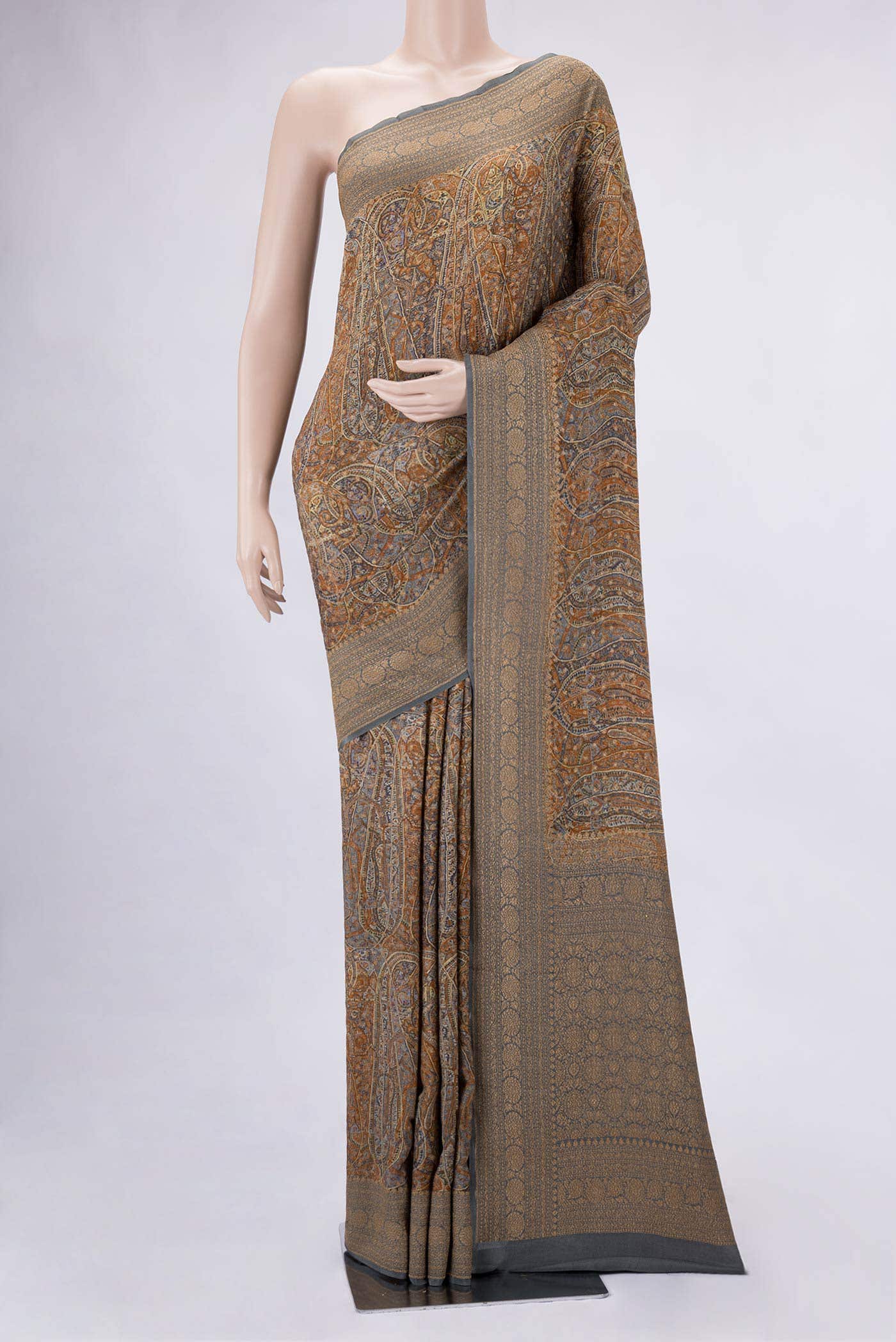 Grey Dual Tone Banarasi Georgette Saree