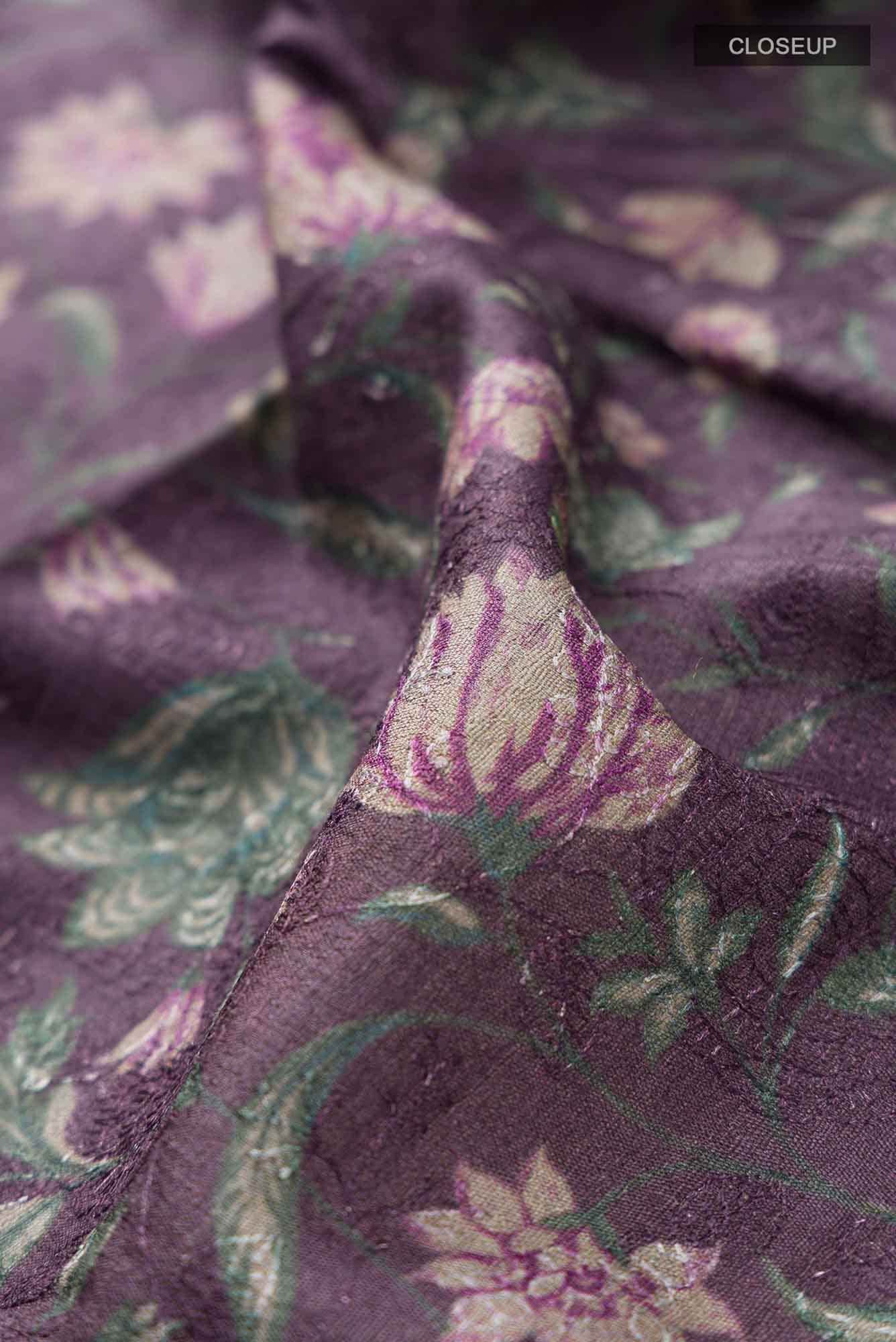 Dark Mauve Bhagalpuri Tussar Silk Saree