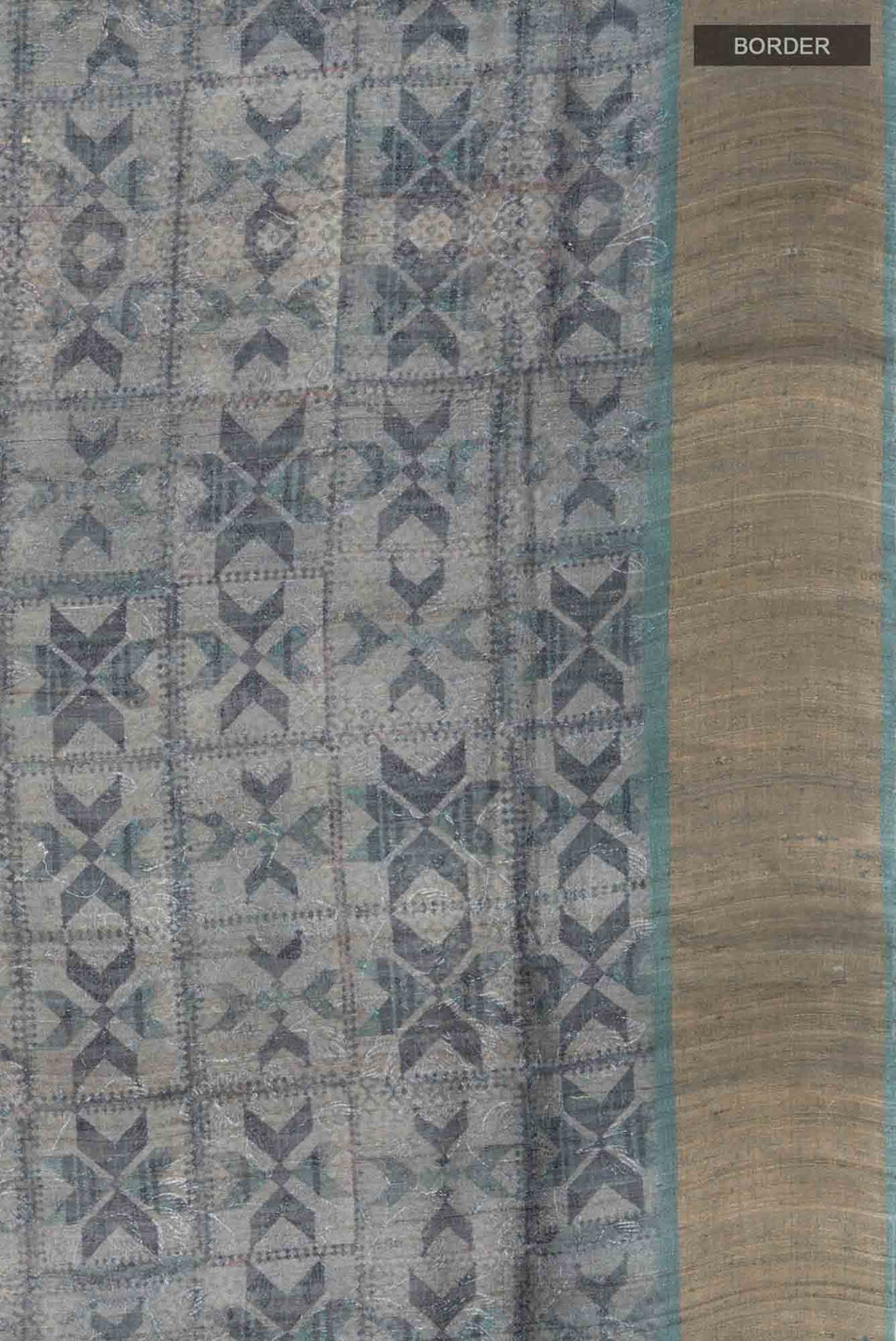 Grey Bhagalpuri Tussar Silk Saree