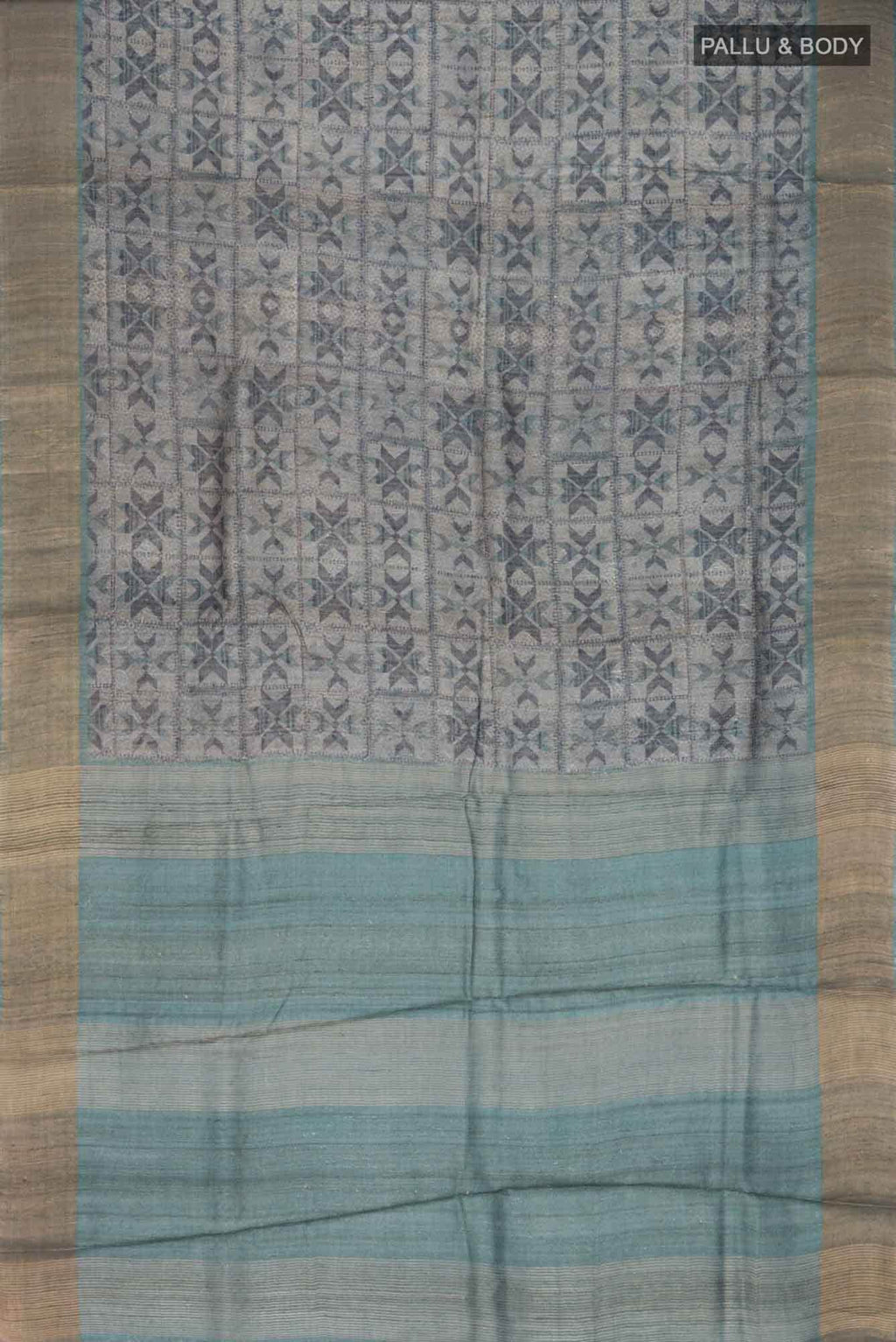 Grey Bhagalpuri Tussar Silk Saree
