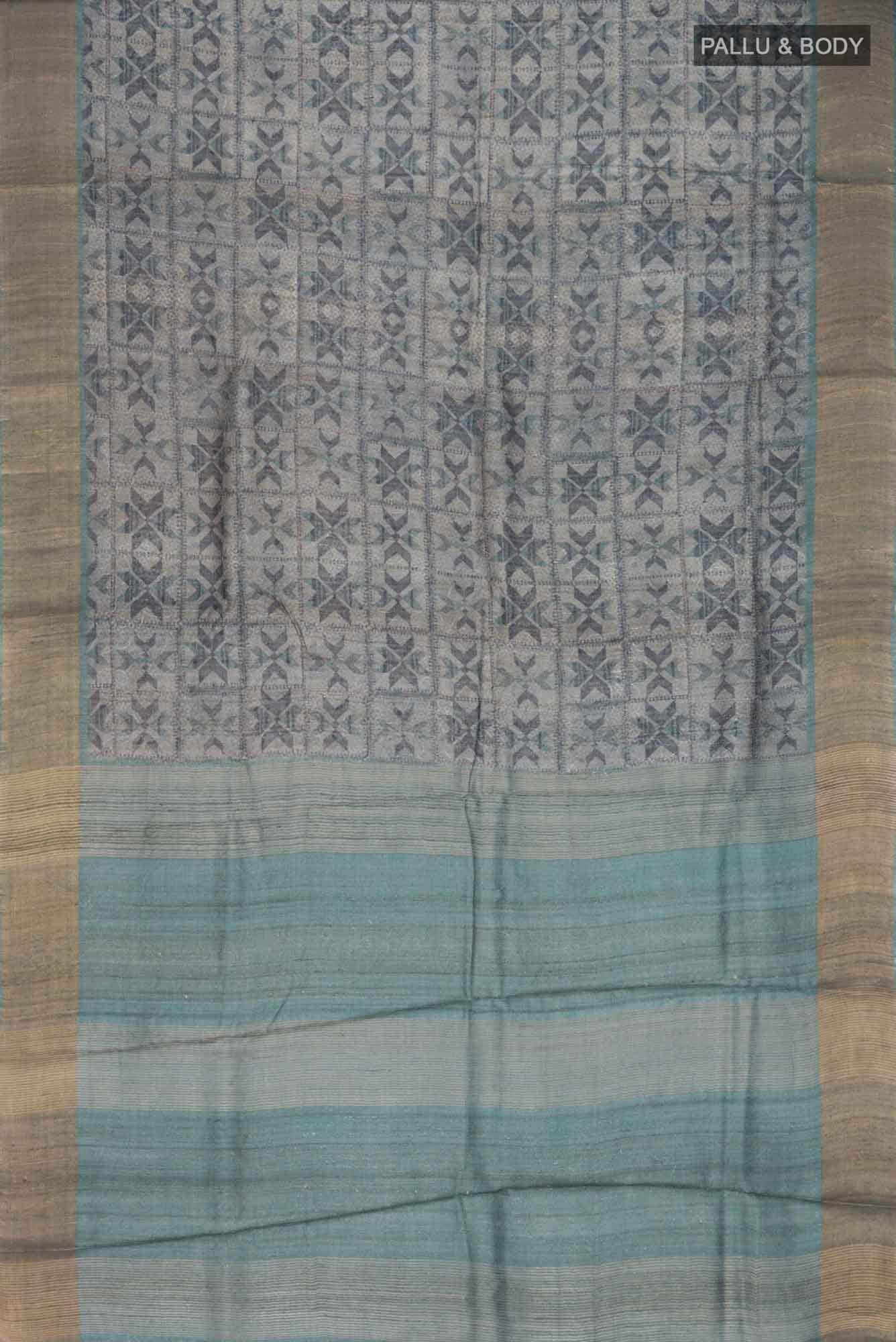 Grey Bhagalpuri Tussar Silk Saree