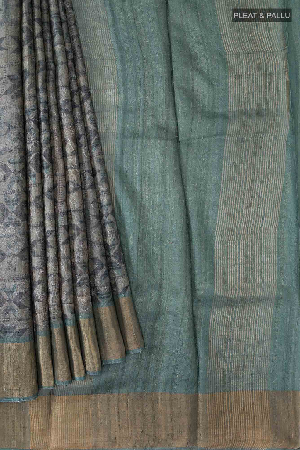 Grey Bhagalpuri Tussar Silk Saree