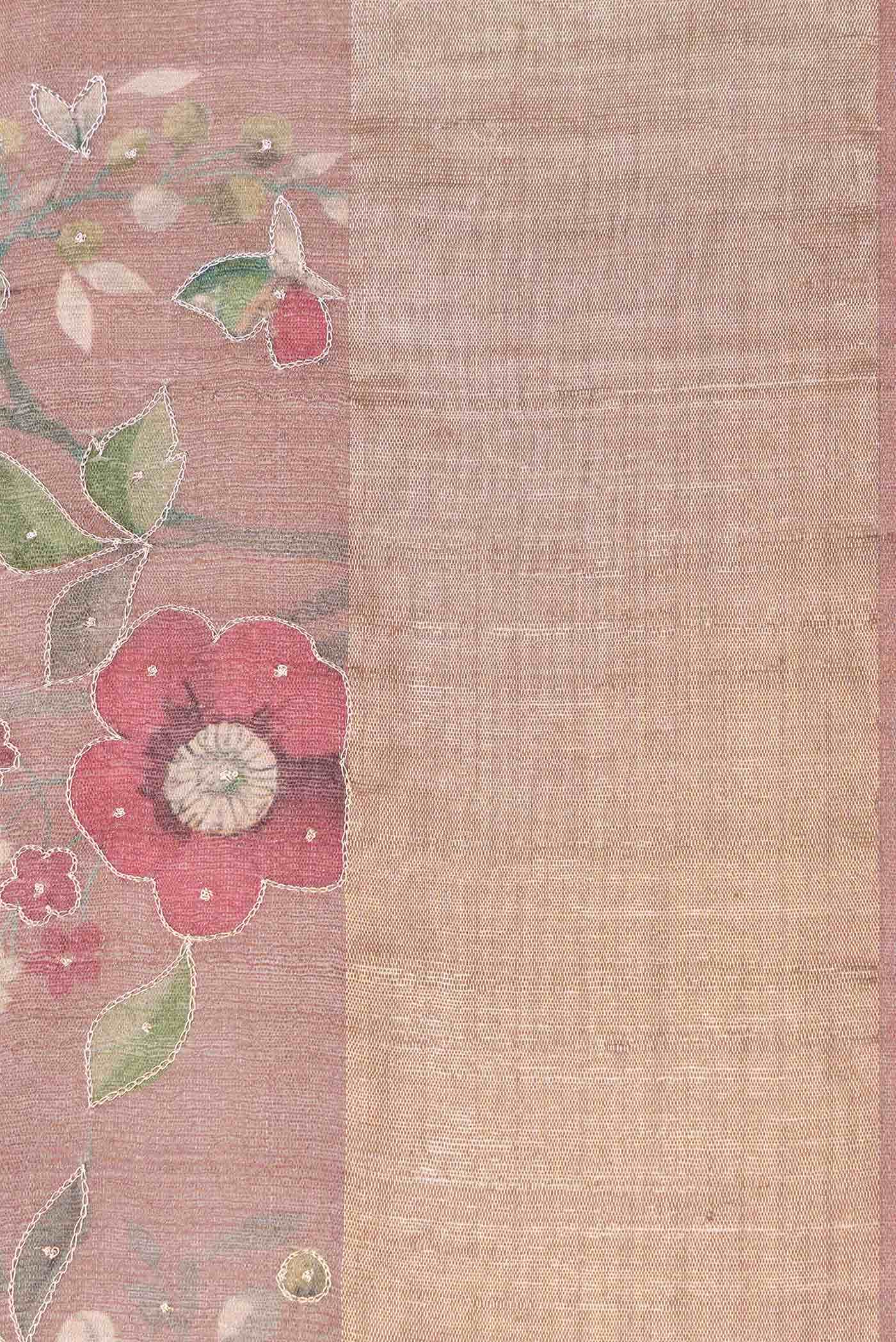 Brown Tussar Silk Saree