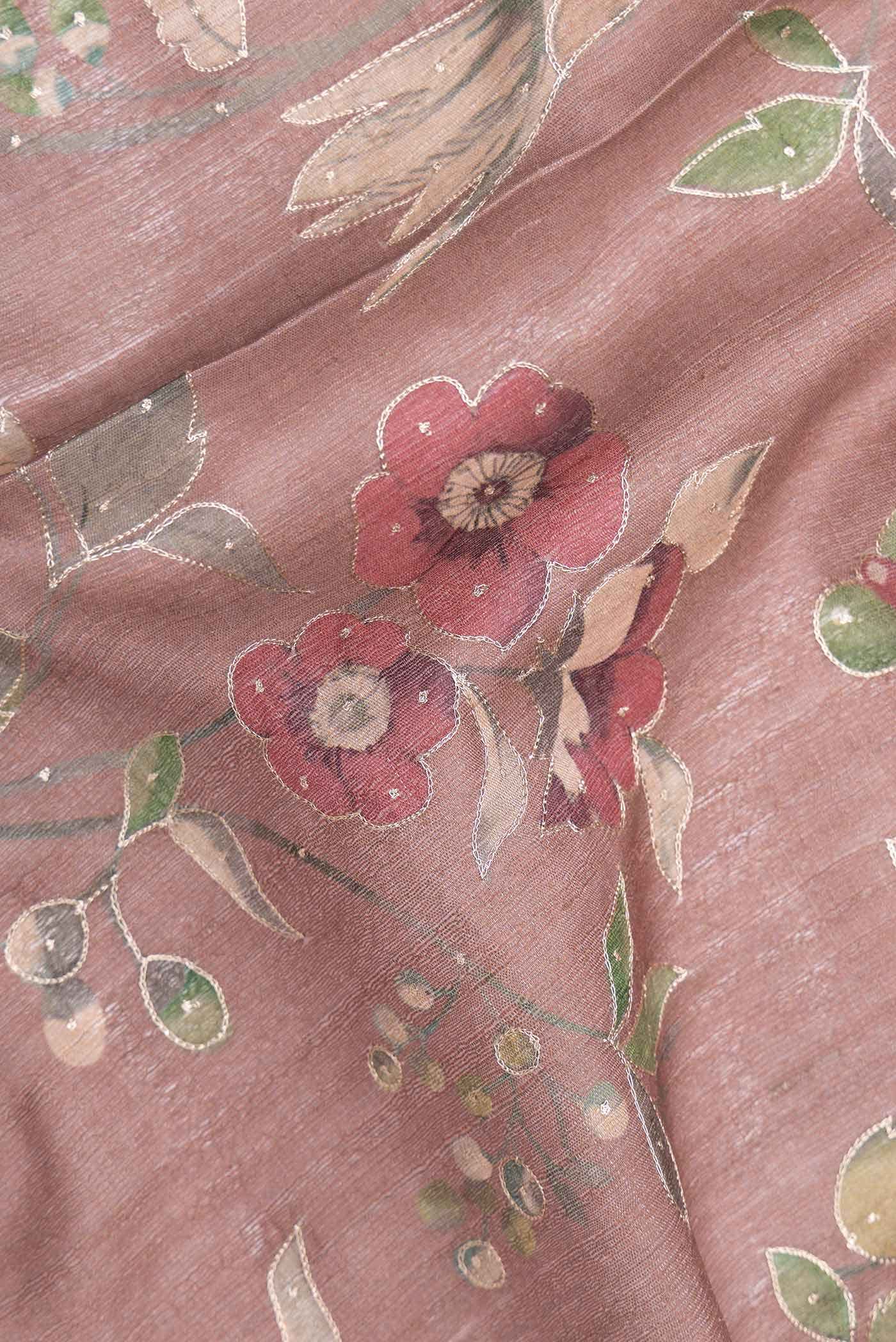 Brown Tussar Silk Saree