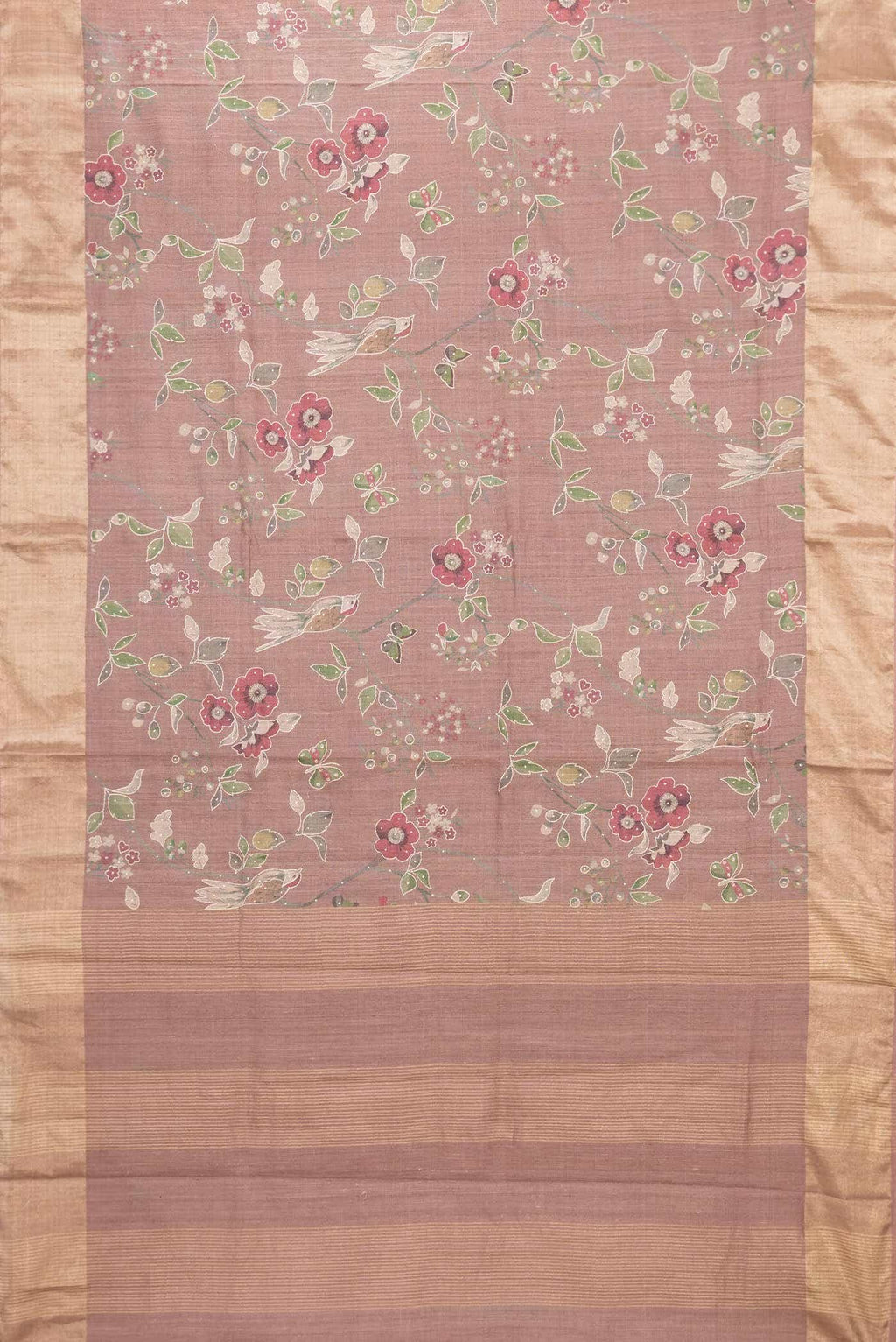 Brown Tussar Silk Saree