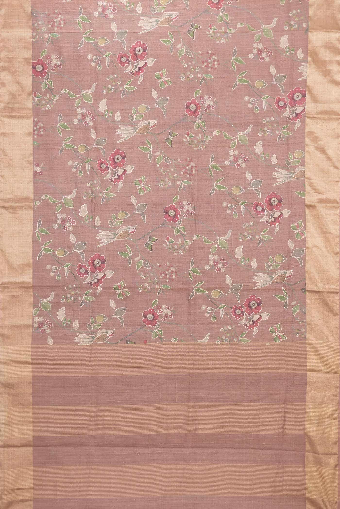Brown Tussar Silk Saree