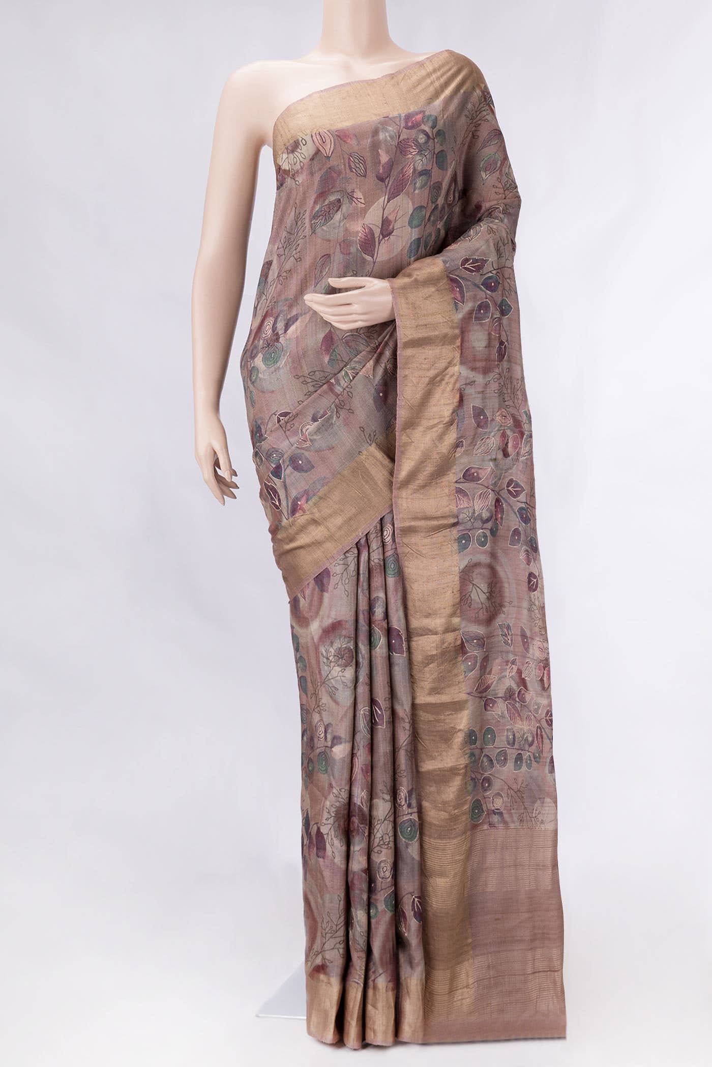 Brown Dual Tone Tussar Silk Saree