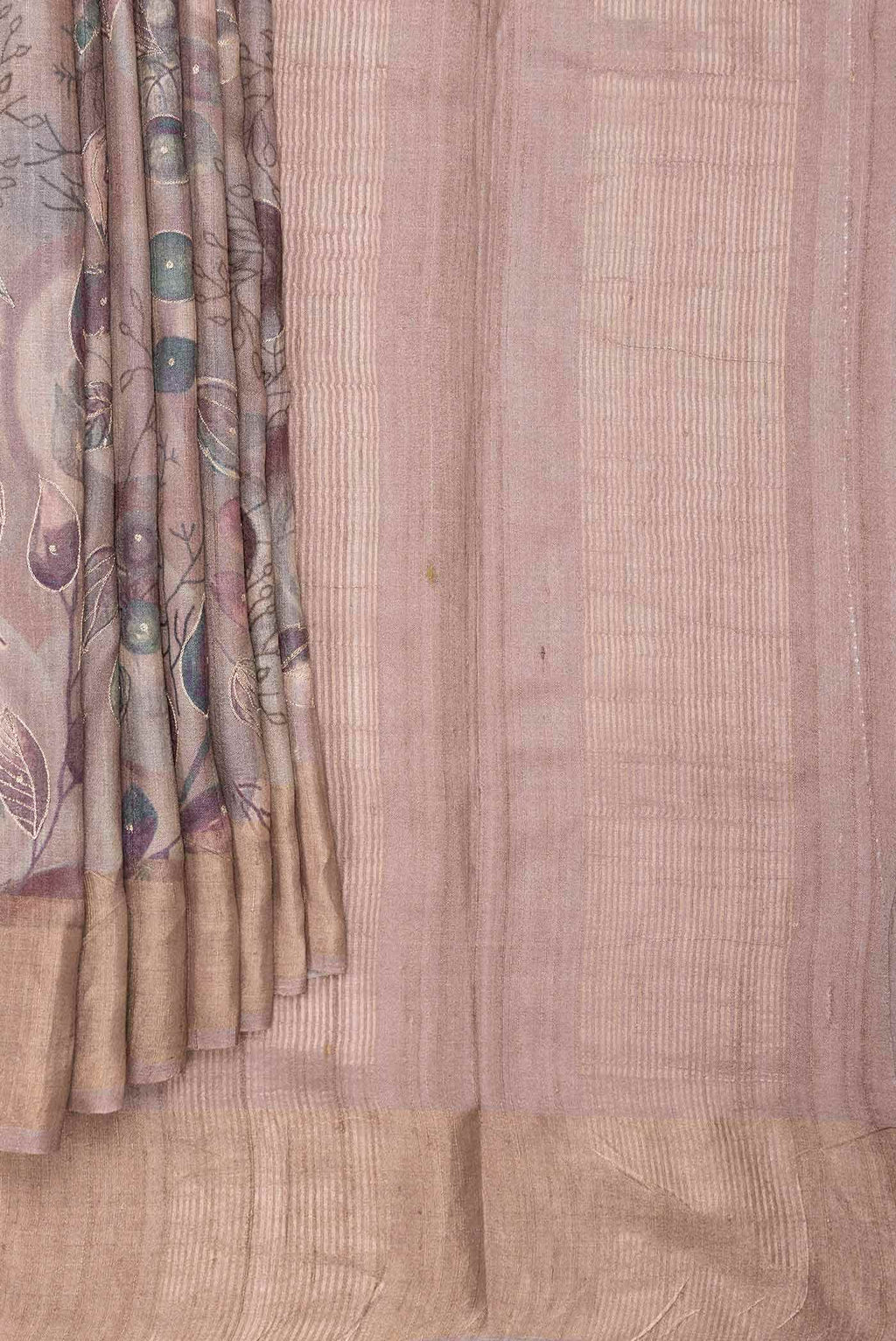 Brown Dual Tone Tussar Silk Saree