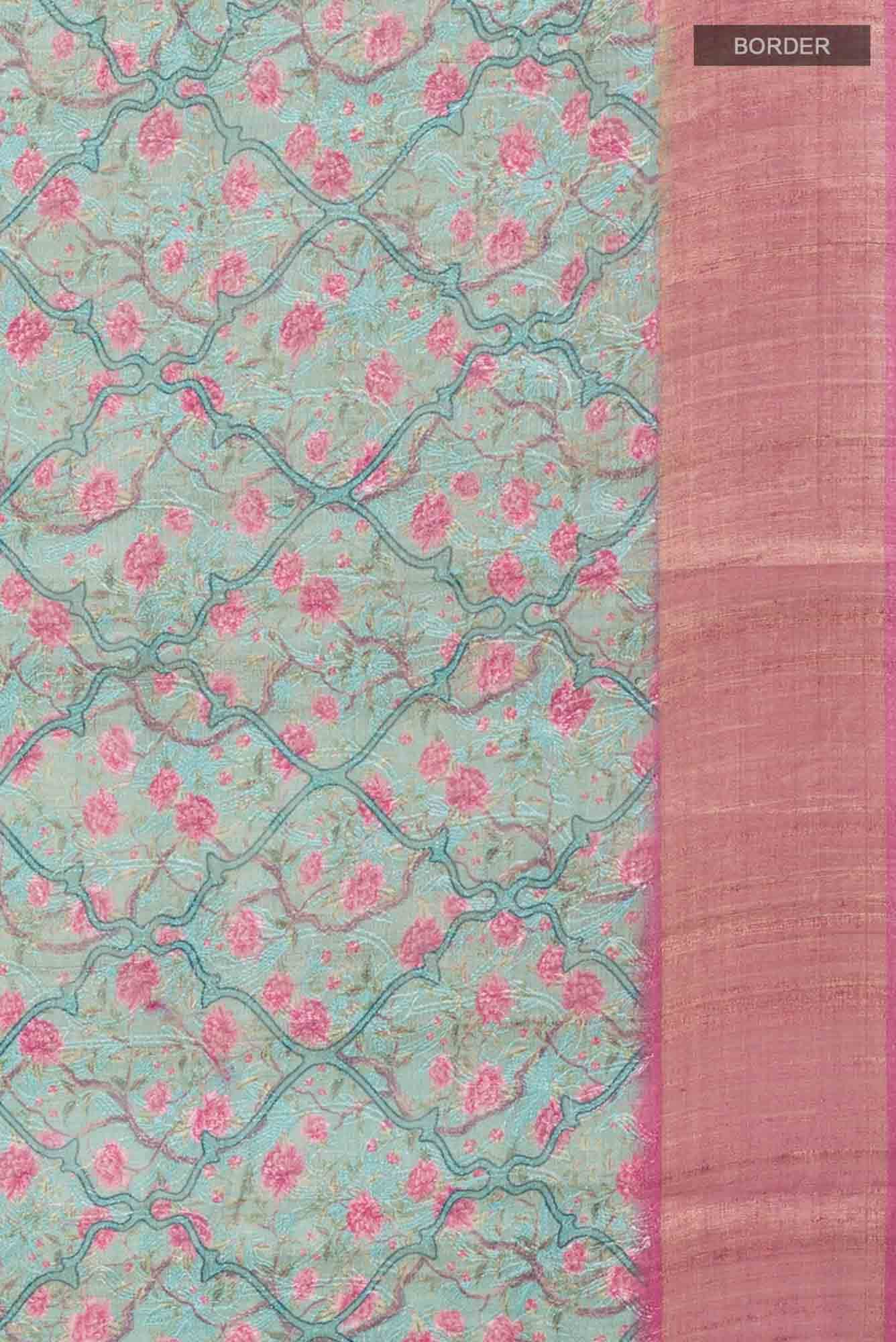 Green Bhagalpuri Tussar Silk Saree