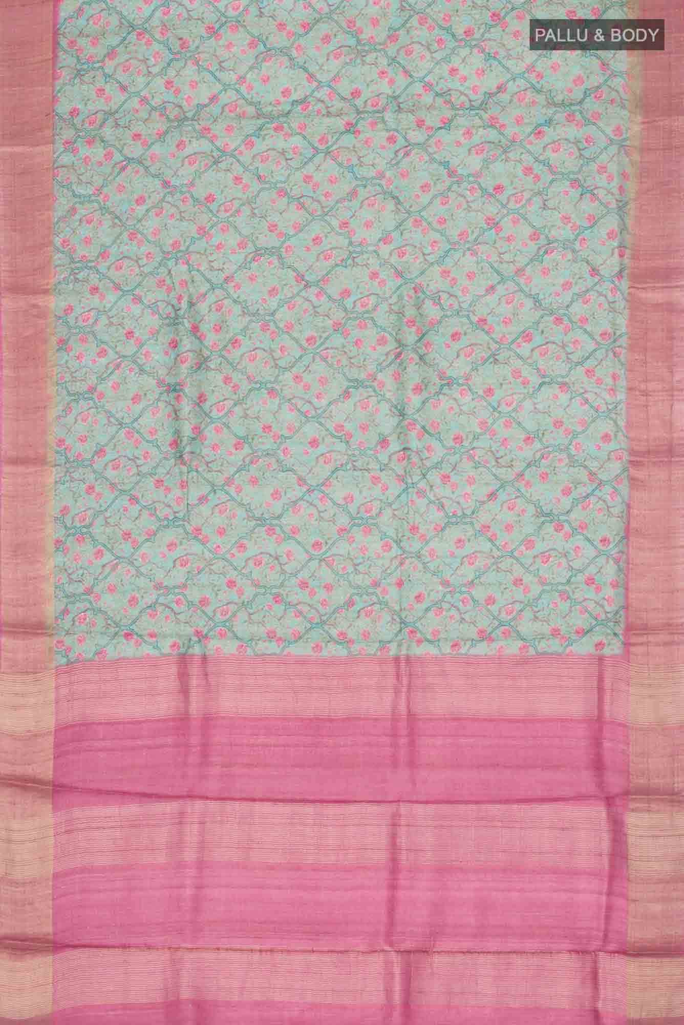Green Bhagalpuri Tussar Silk Saree