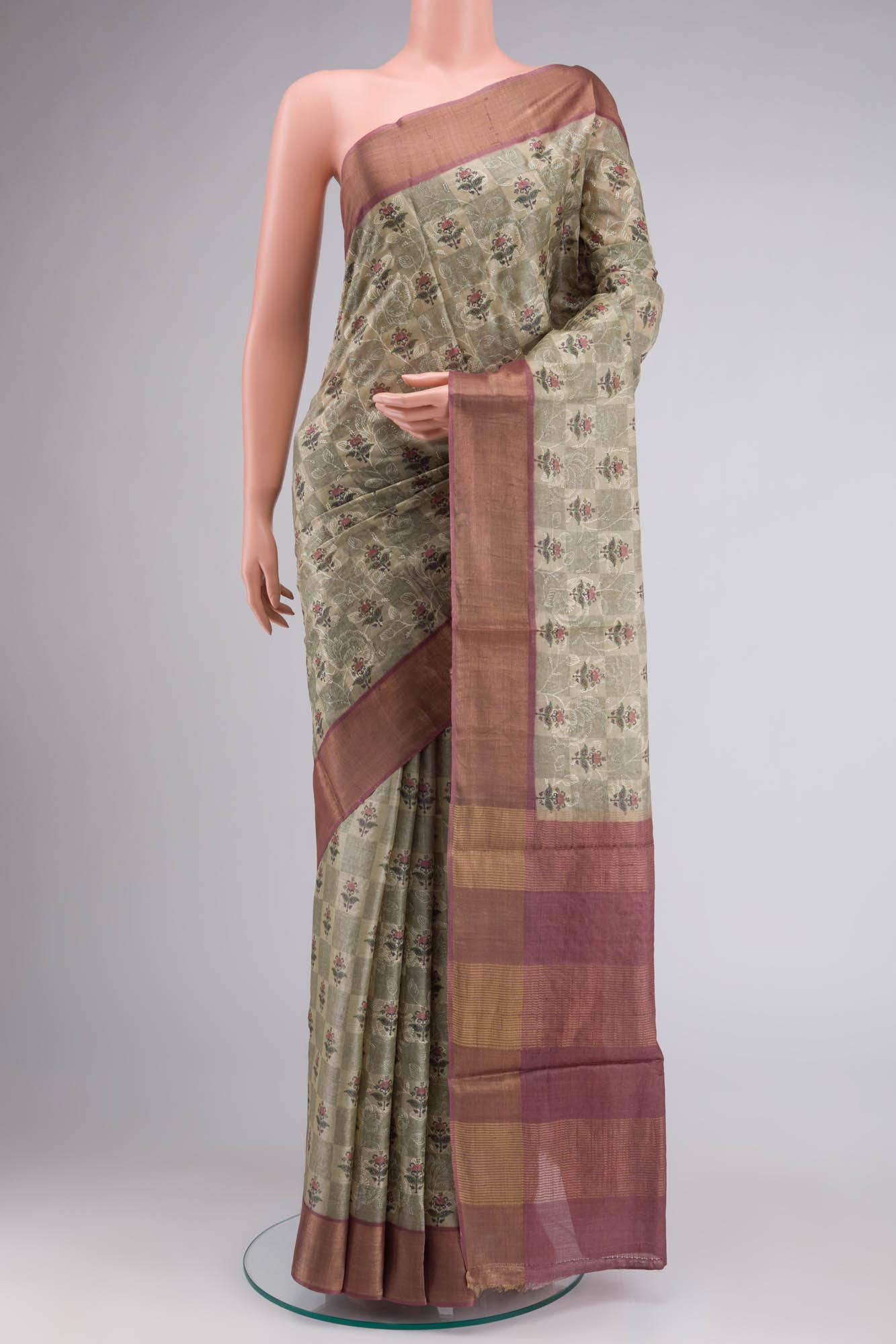 Light Green Bhagalpuri Tussar Silk Saree