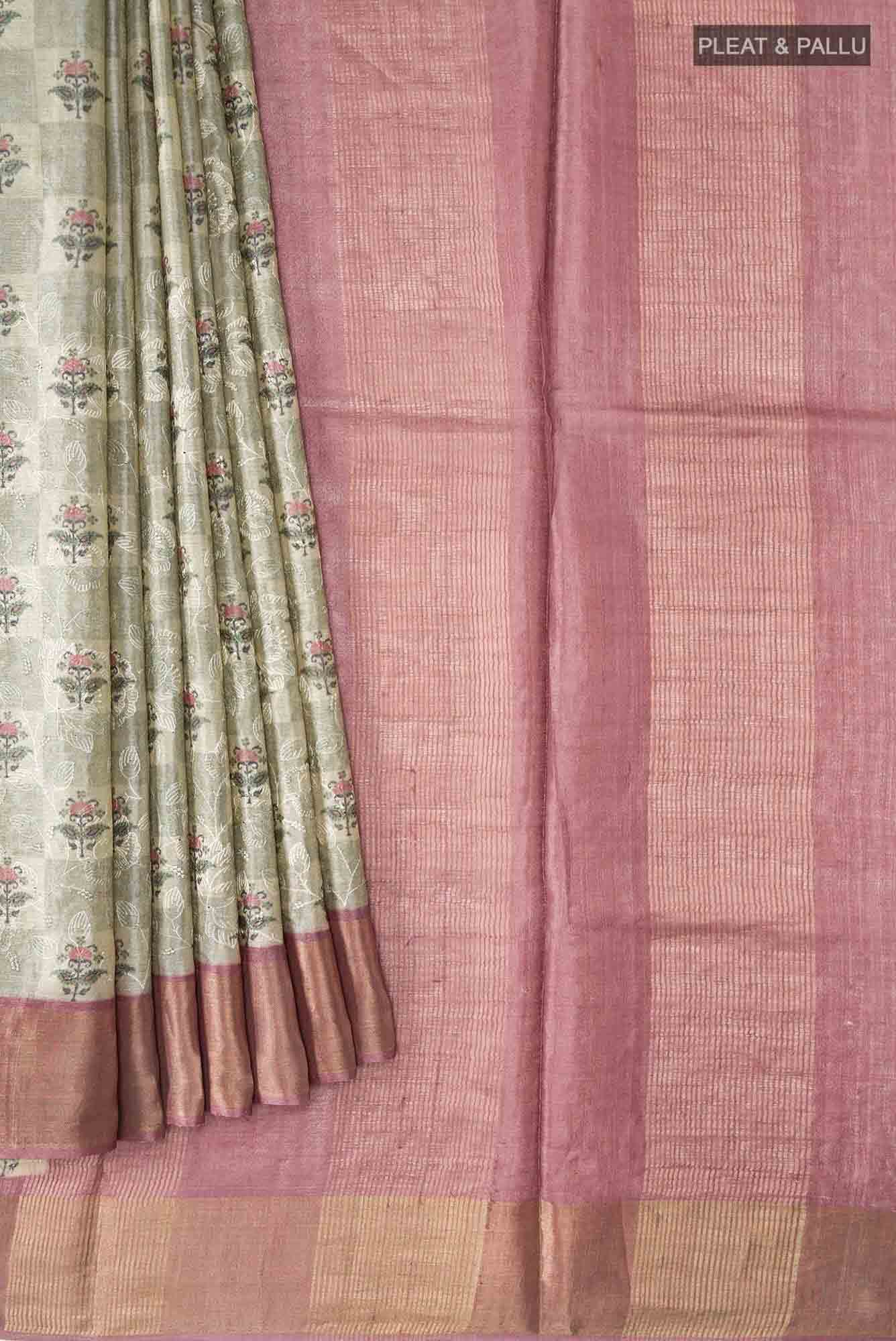 Light Green Bhagalpuri Tussar Silk Saree