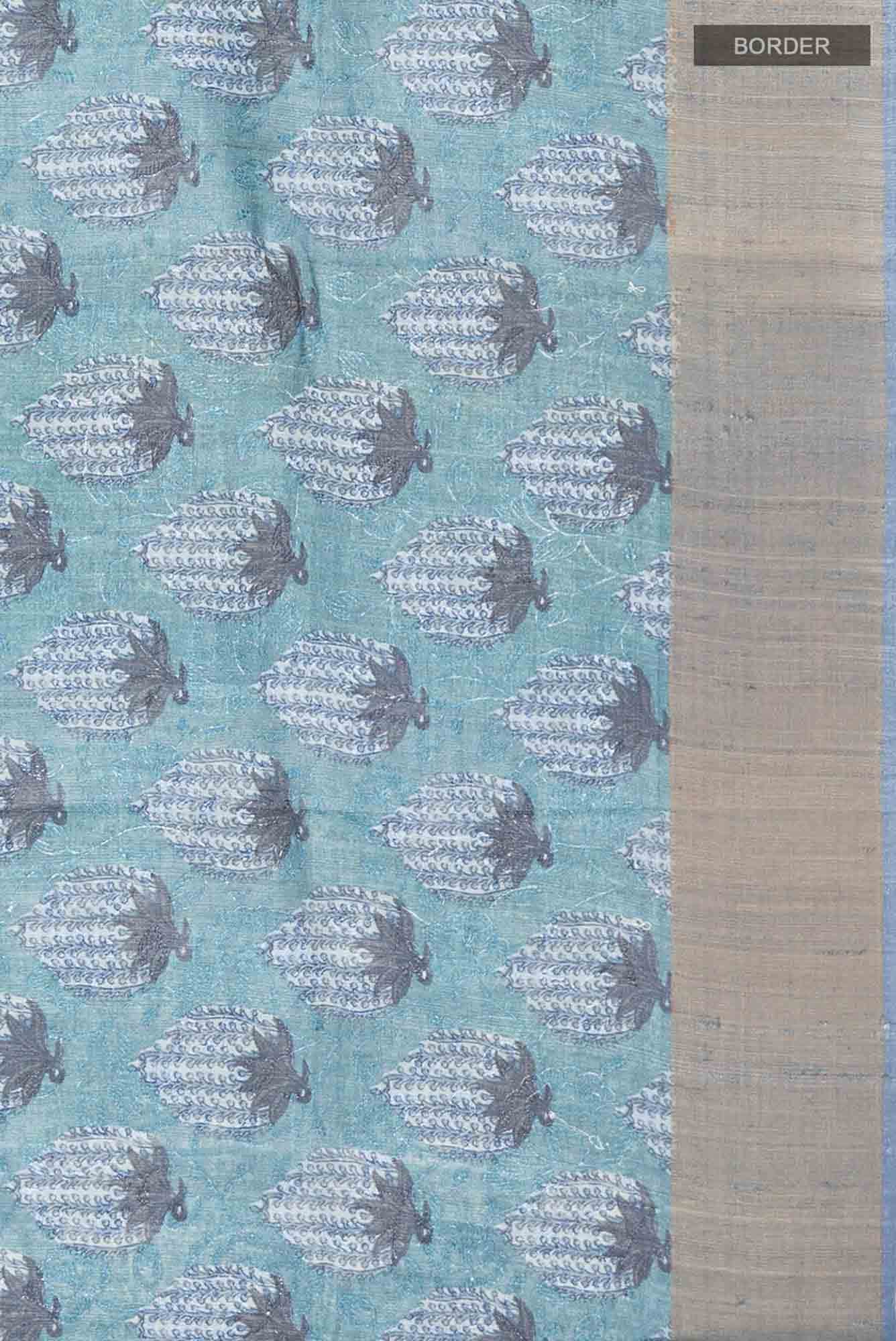 Green Bhagalpuri Tussar Silk Saree