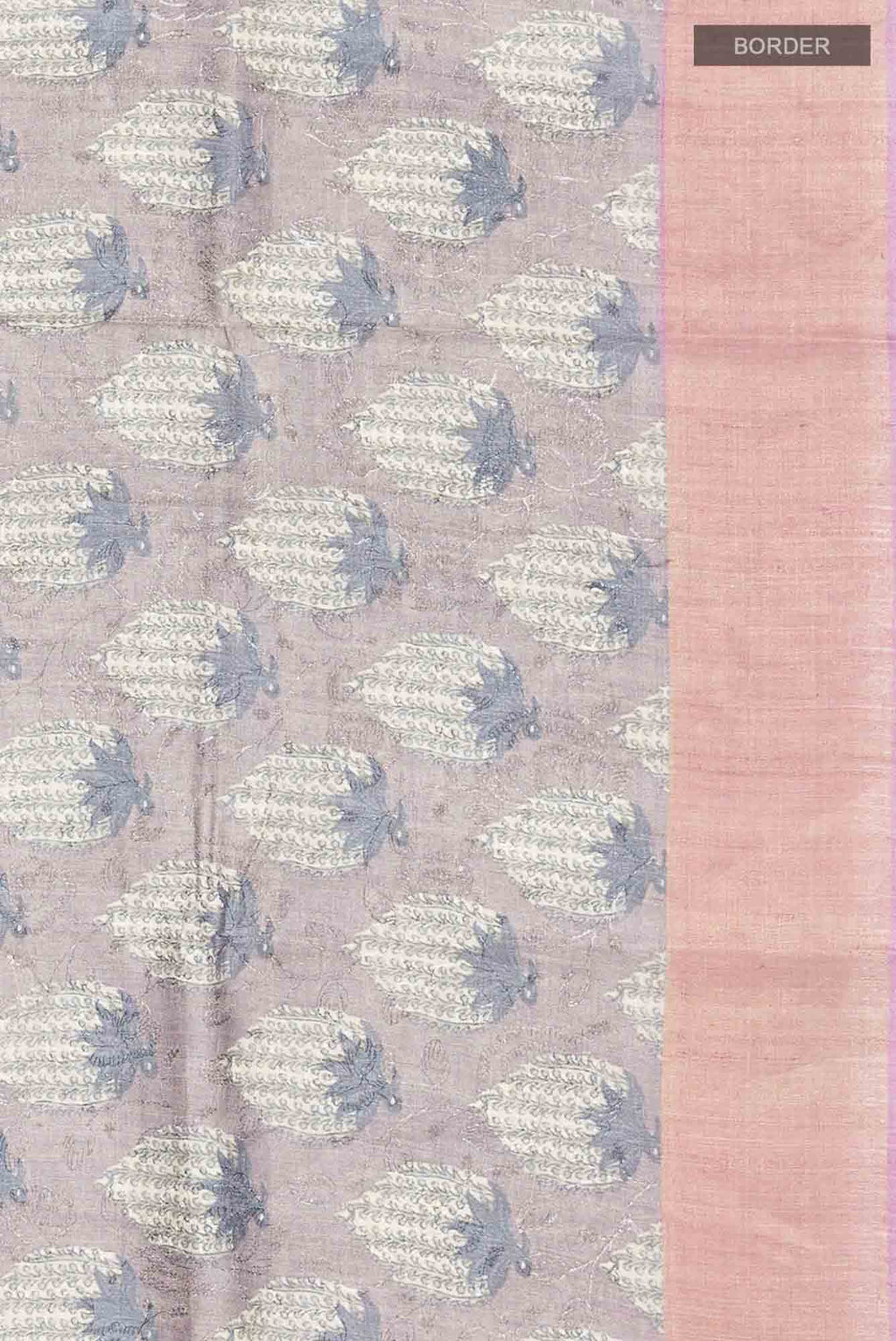 Grey Bhagalpuri Tussar Silk Saree