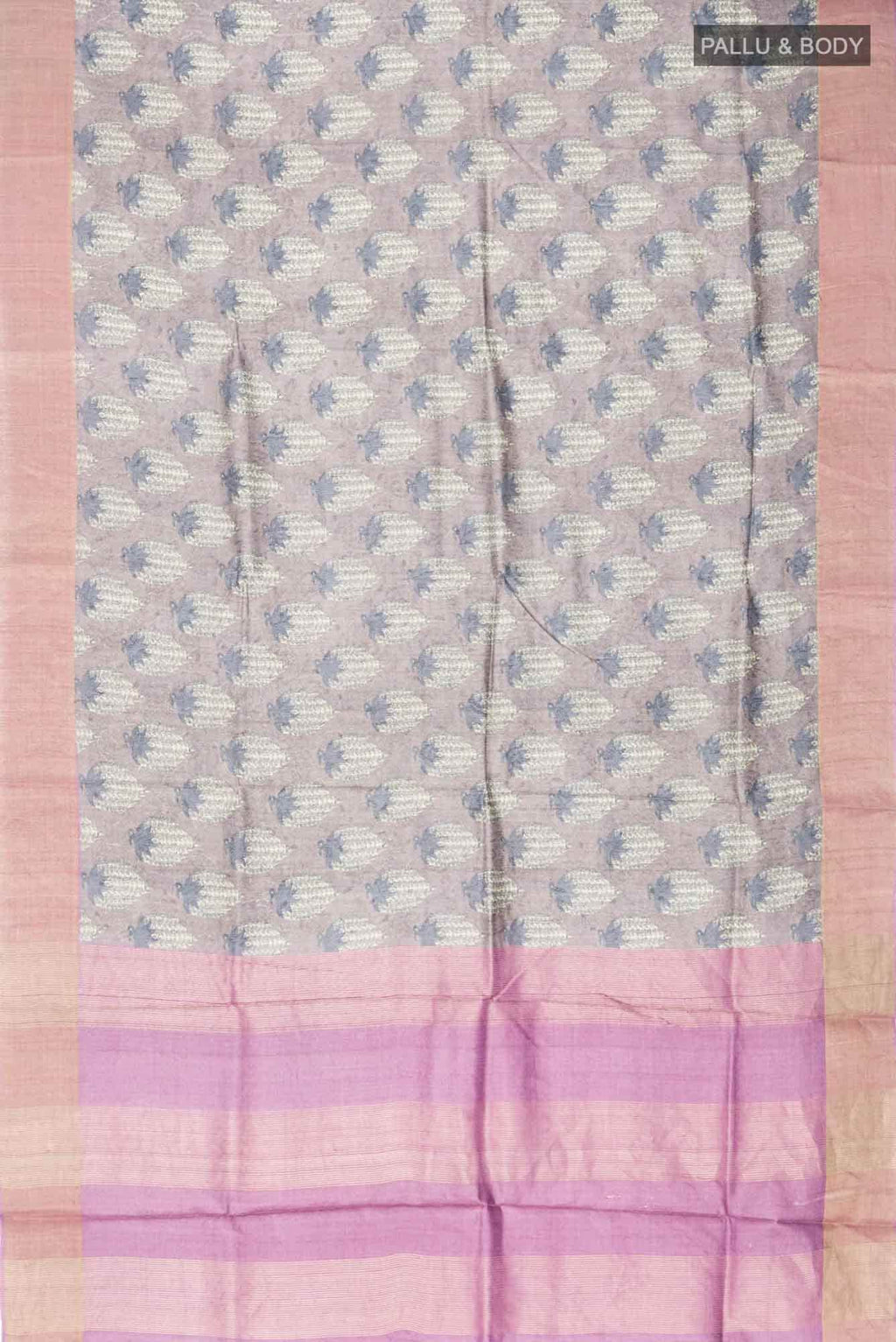 Grey Bhagalpuri Tussar Silk Saree