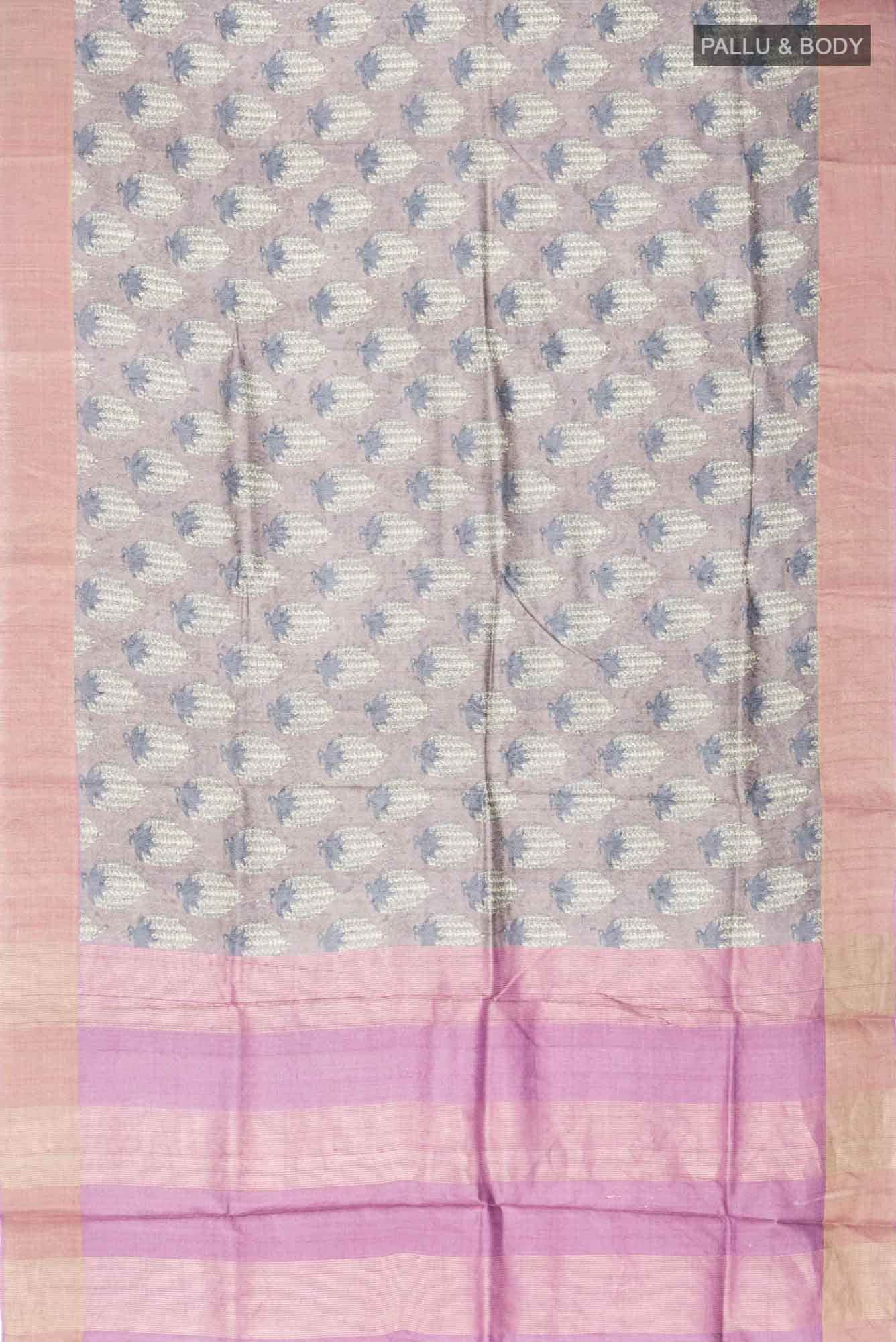 Grey Bhagalpuri Tussar Silk Saree