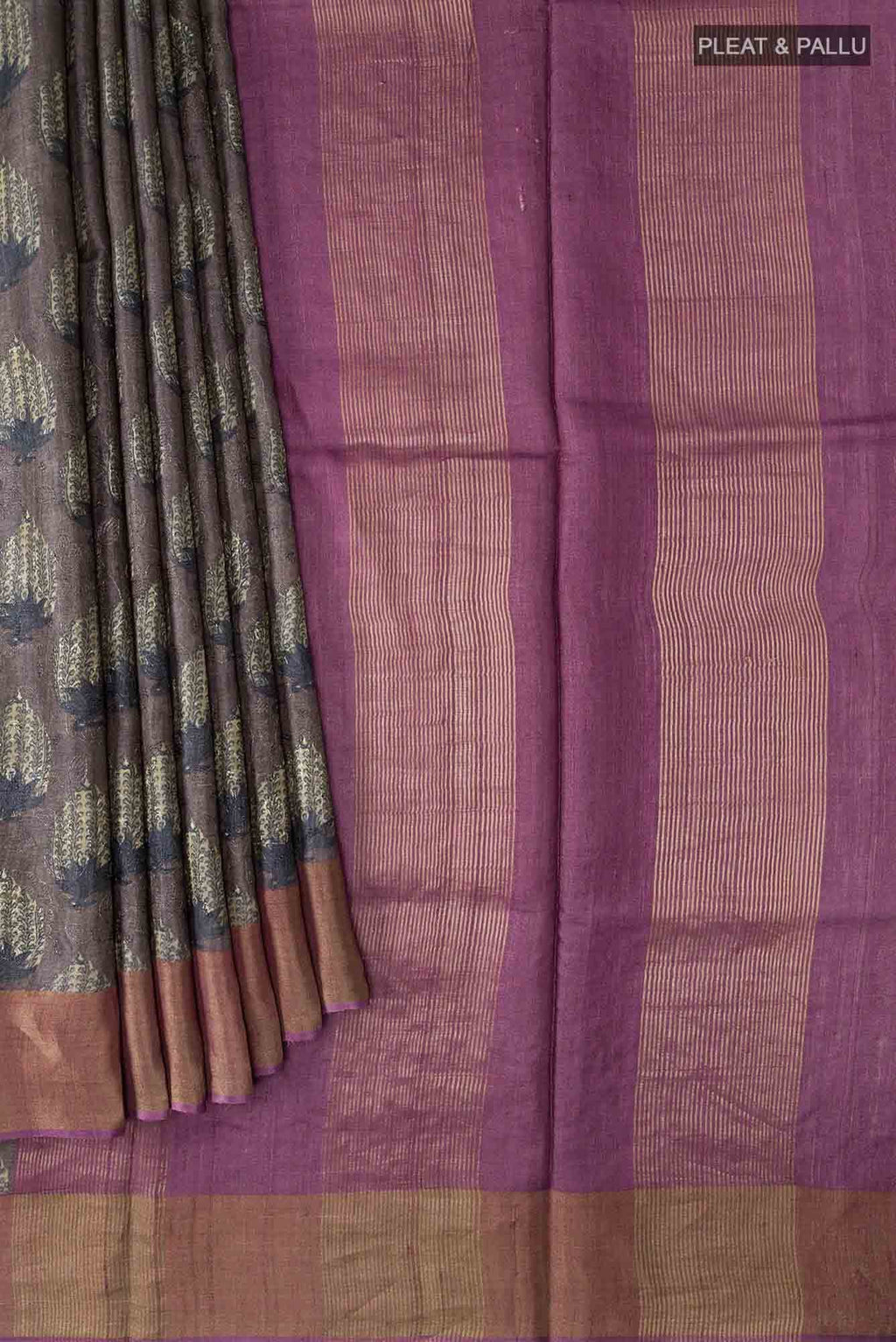 Grey Bhagalpuri Tussar Silk Saree
