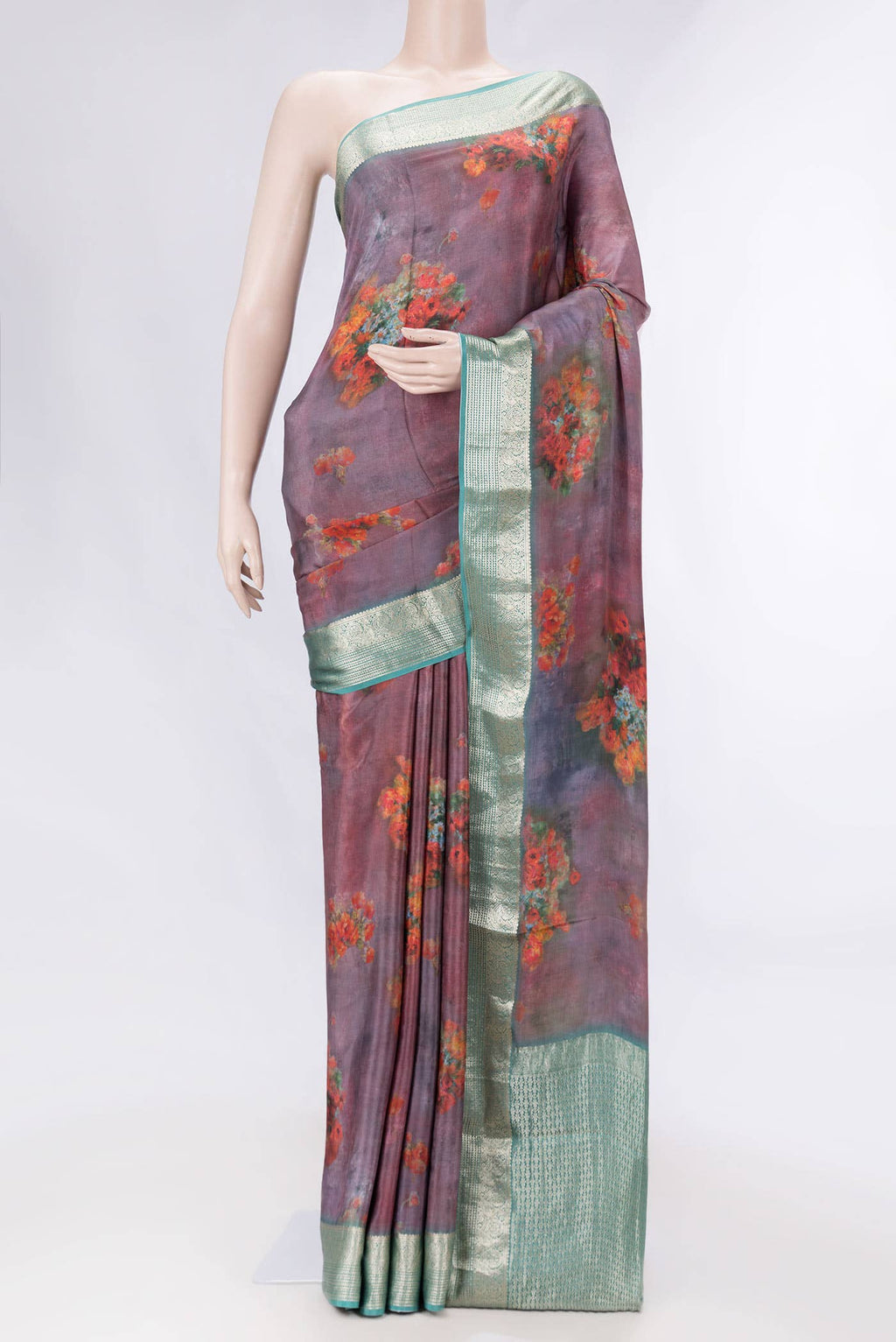 Purple Dual Tone Mysore Crepe Saree