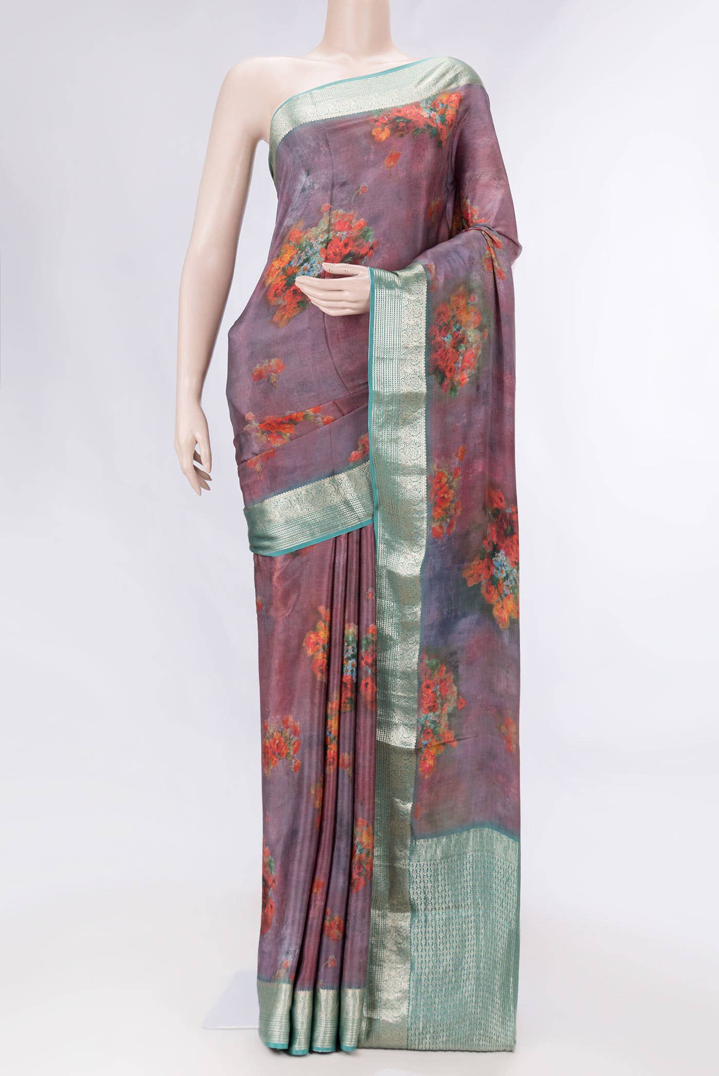 Purple Dual Tone Mysore Crepe Saree