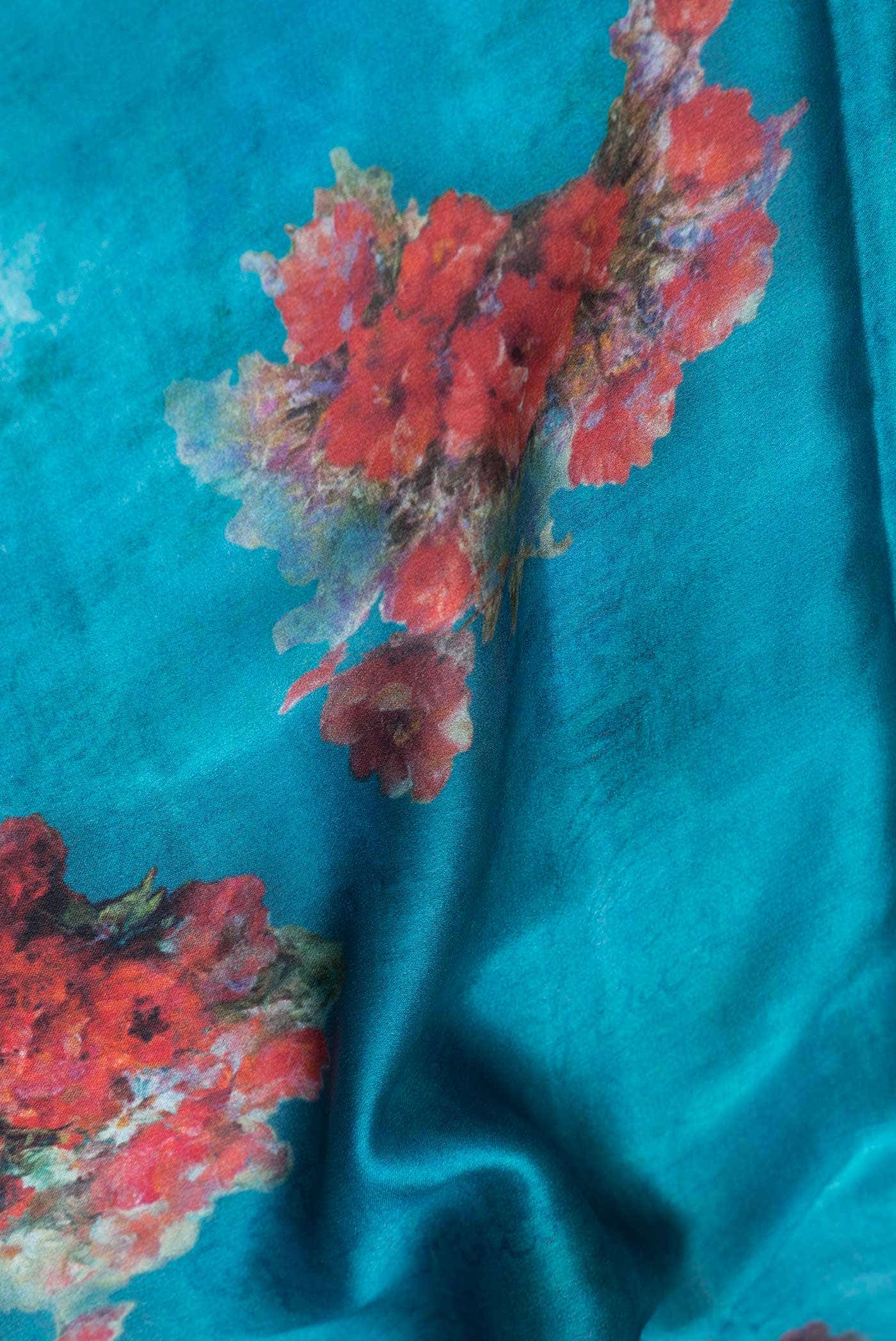 Blue Dual Tone Mysore Crepe Saree