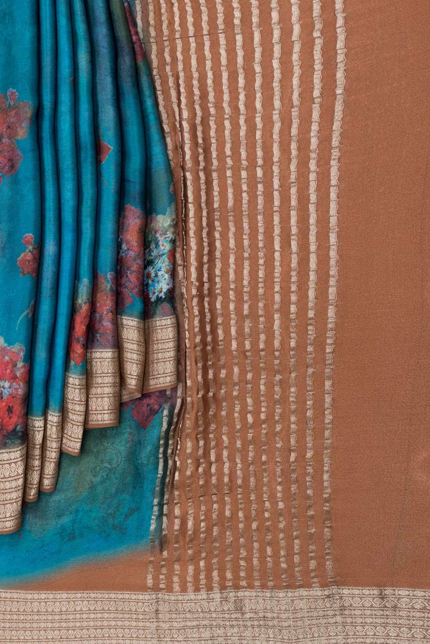 Blue Dual Tone Mysore Crepe Saree
