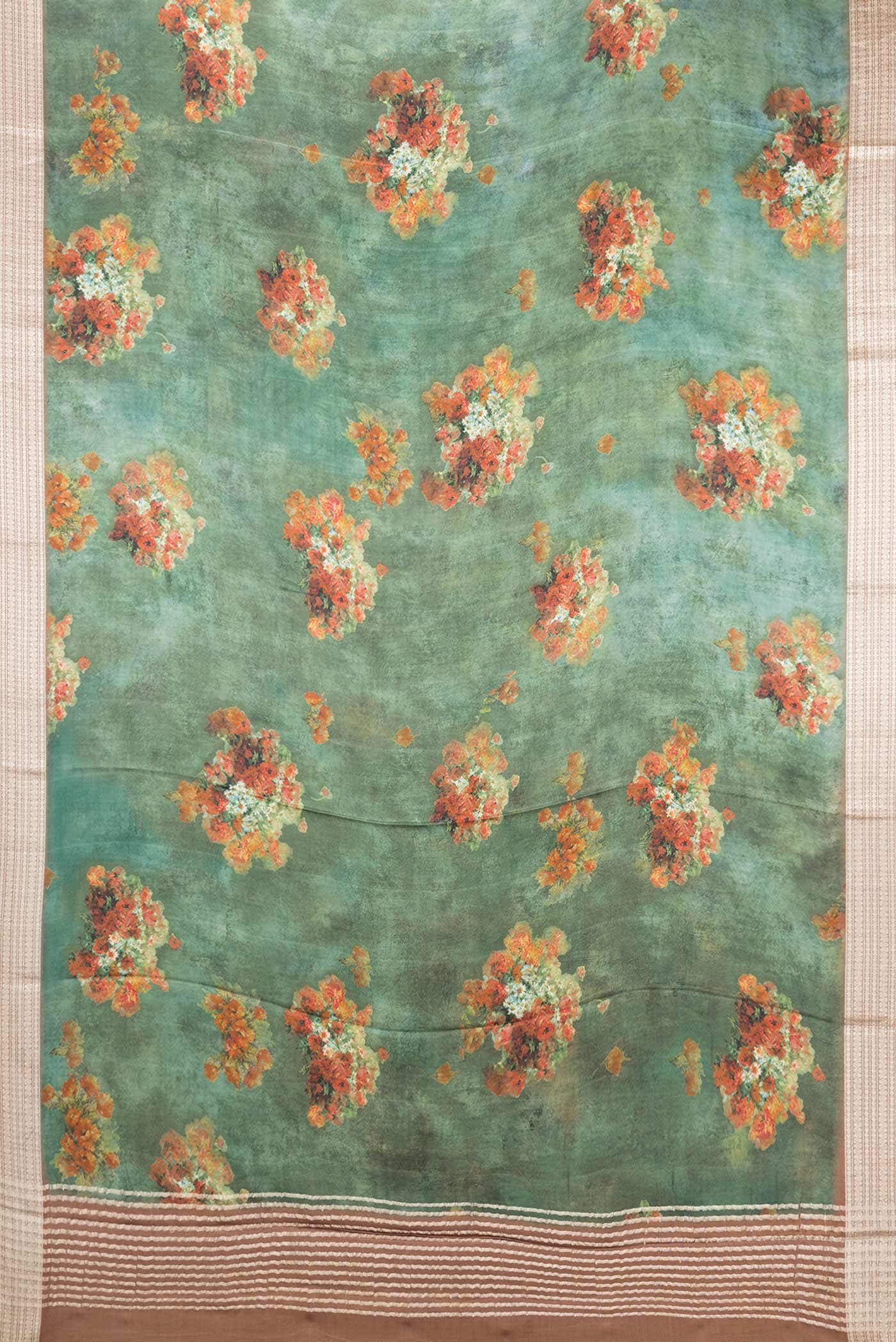 Green Dual Tone Mysore Crepe Saree