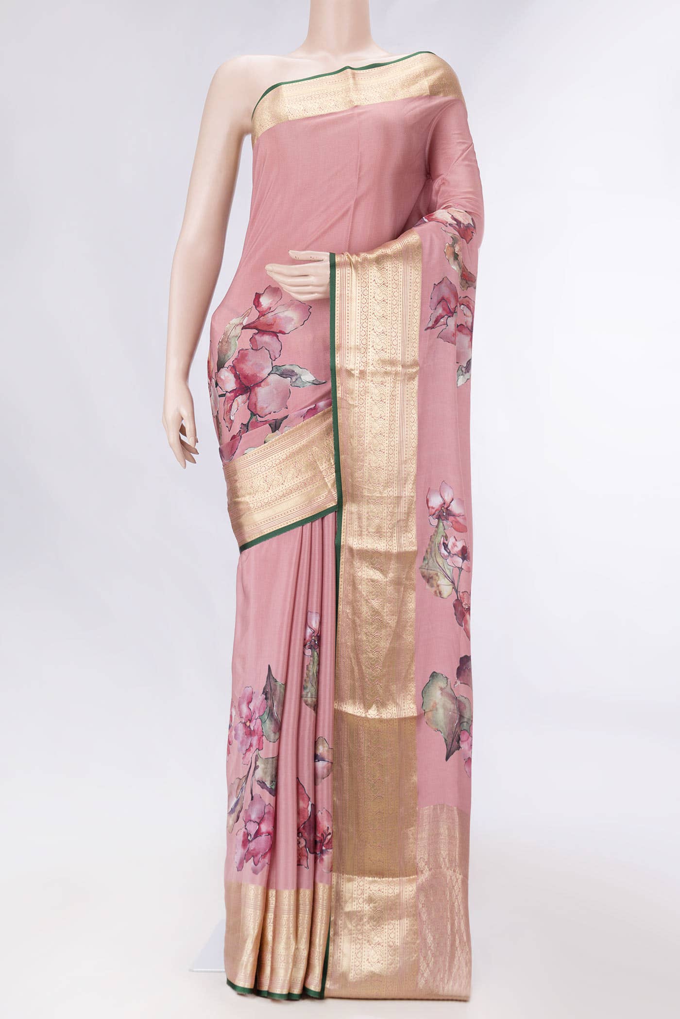 Pink Dual Tone Mysore Crepe Saree