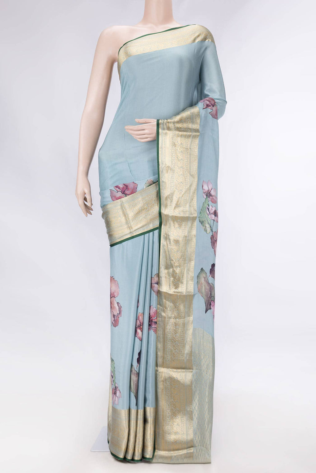 Grey Dual Tone Mysore Crepe Saree