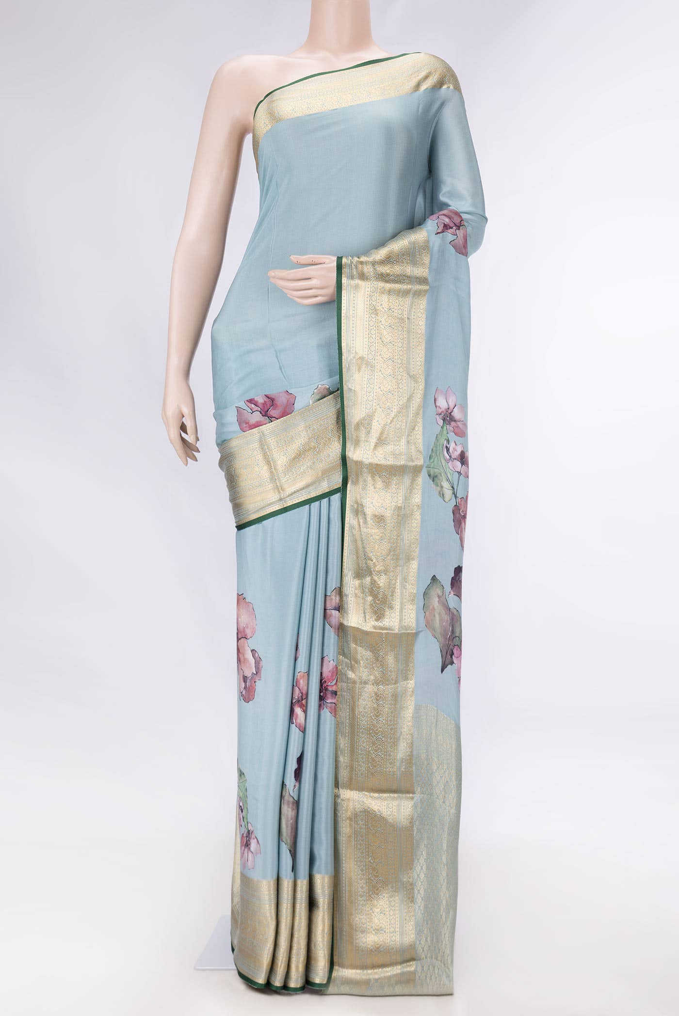 Grey Dual Tone Mysore Crepe Saree