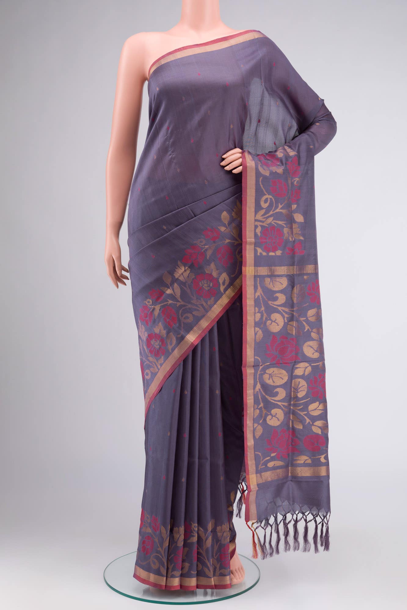 Grey Uppada Silk Saree