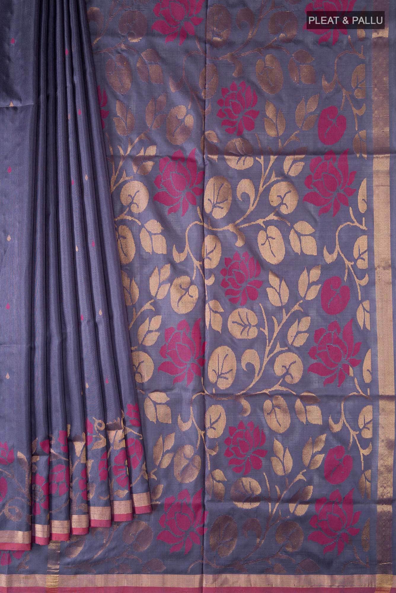 Grey Uppada Silk Saree