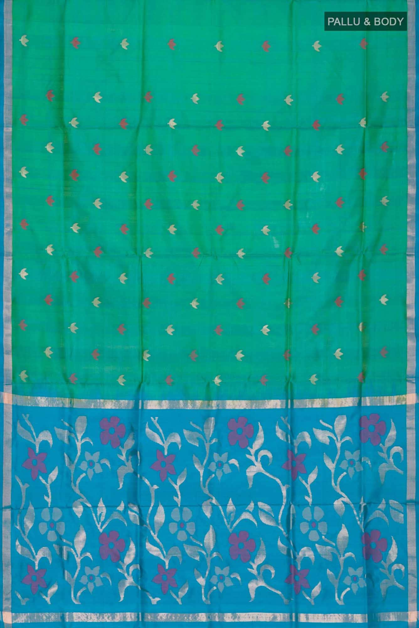 Green with Blue Dual Tone Uppada Silk Saree