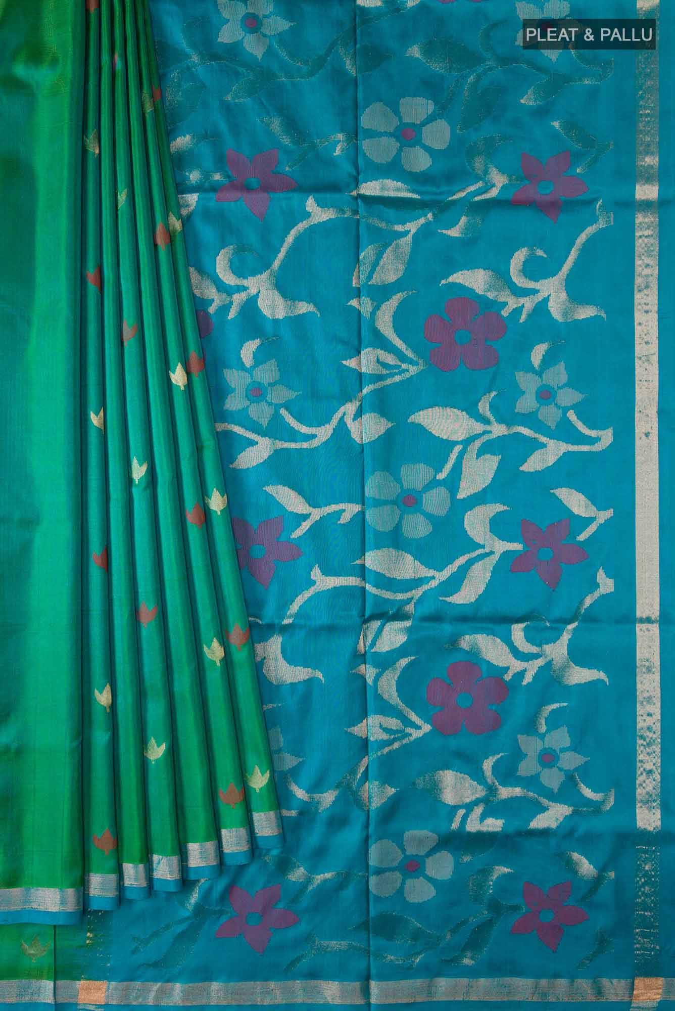 Green with Blue Dual Tone Uppada Silk Saree