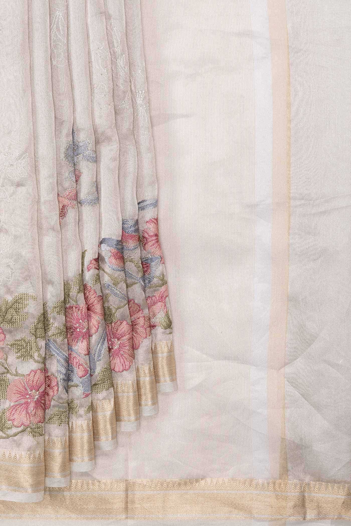 Beige Dual Tone Organza Silk Saree