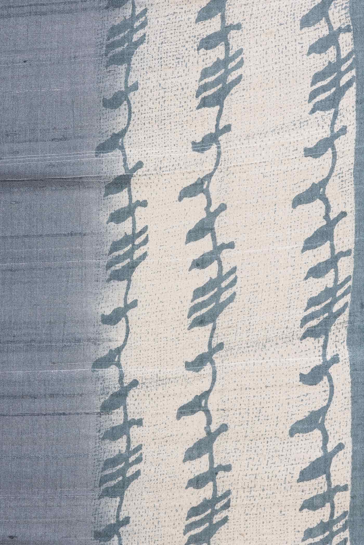 Grey Dual Tone Tussar Silk Saree