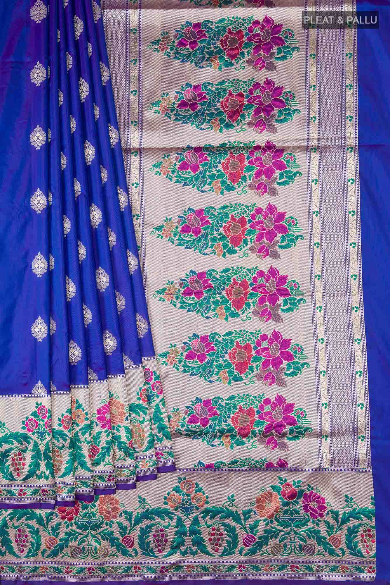 Blue Banarasi Silk Saree