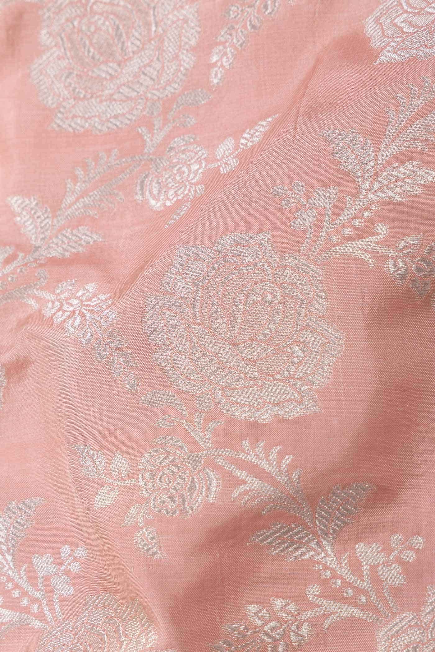 Golden Peach Banarasi Silk Saree