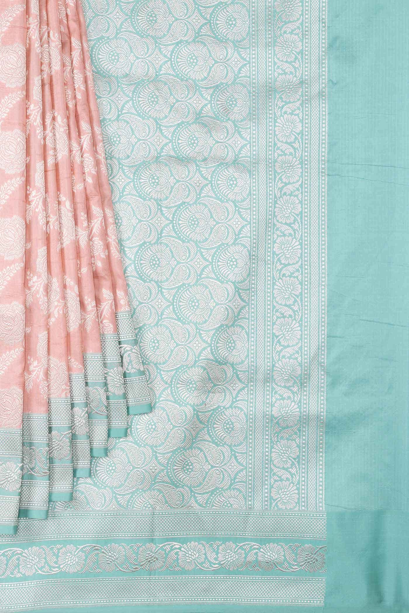 Golden Peach Banarasi Silk Saree