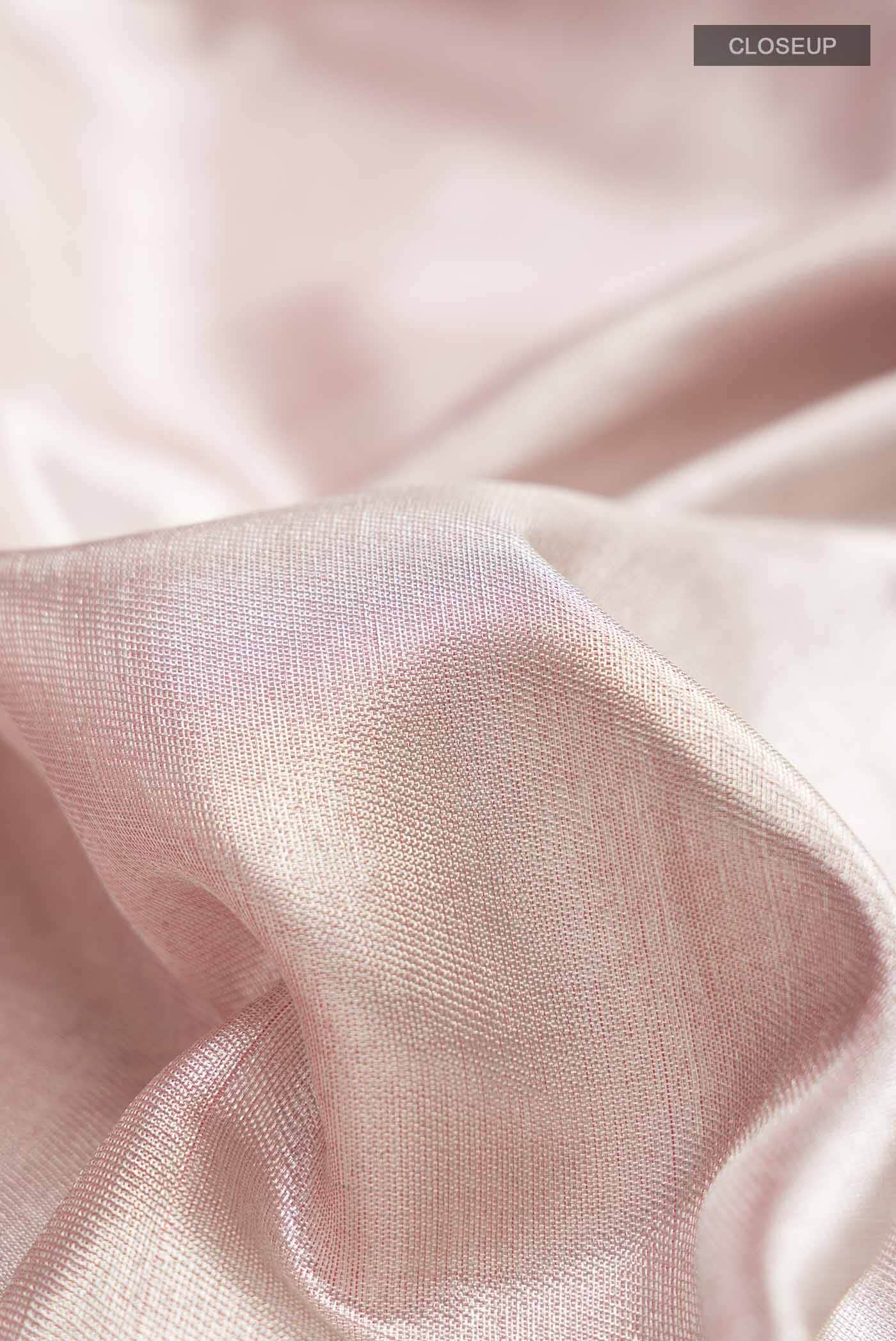 Rose Gold with Silver Dual Tone Kanchipuram Tissue Silk Saree