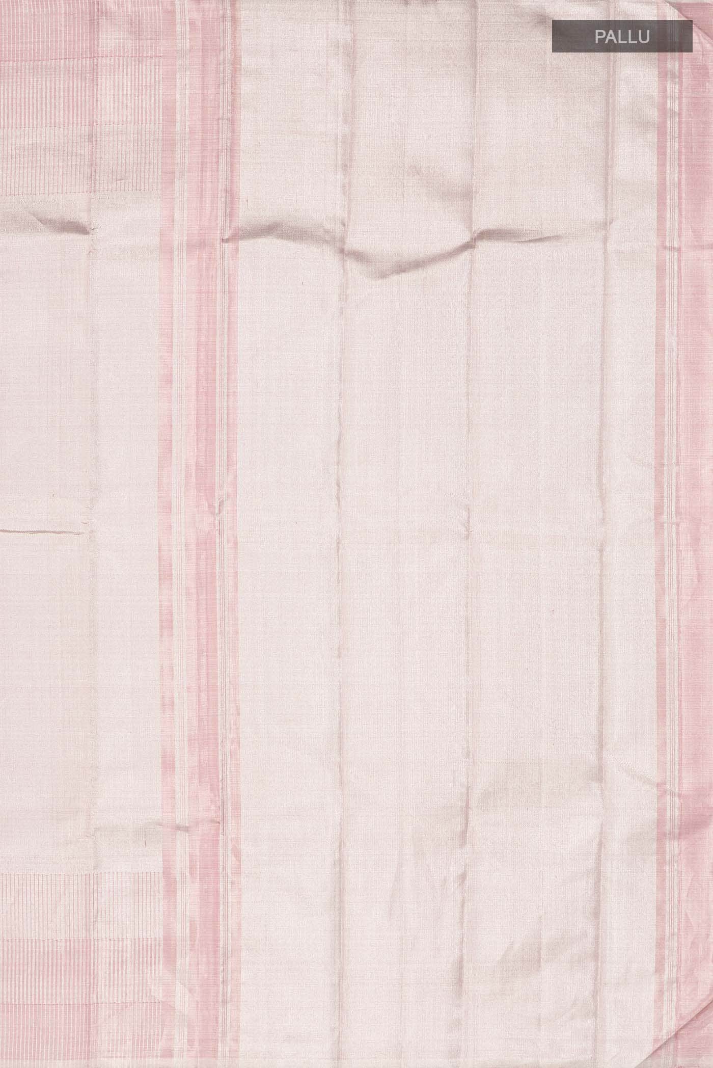 Rose Gold with Silver Dual Tone Kanchipuram Tissue Silk Saree