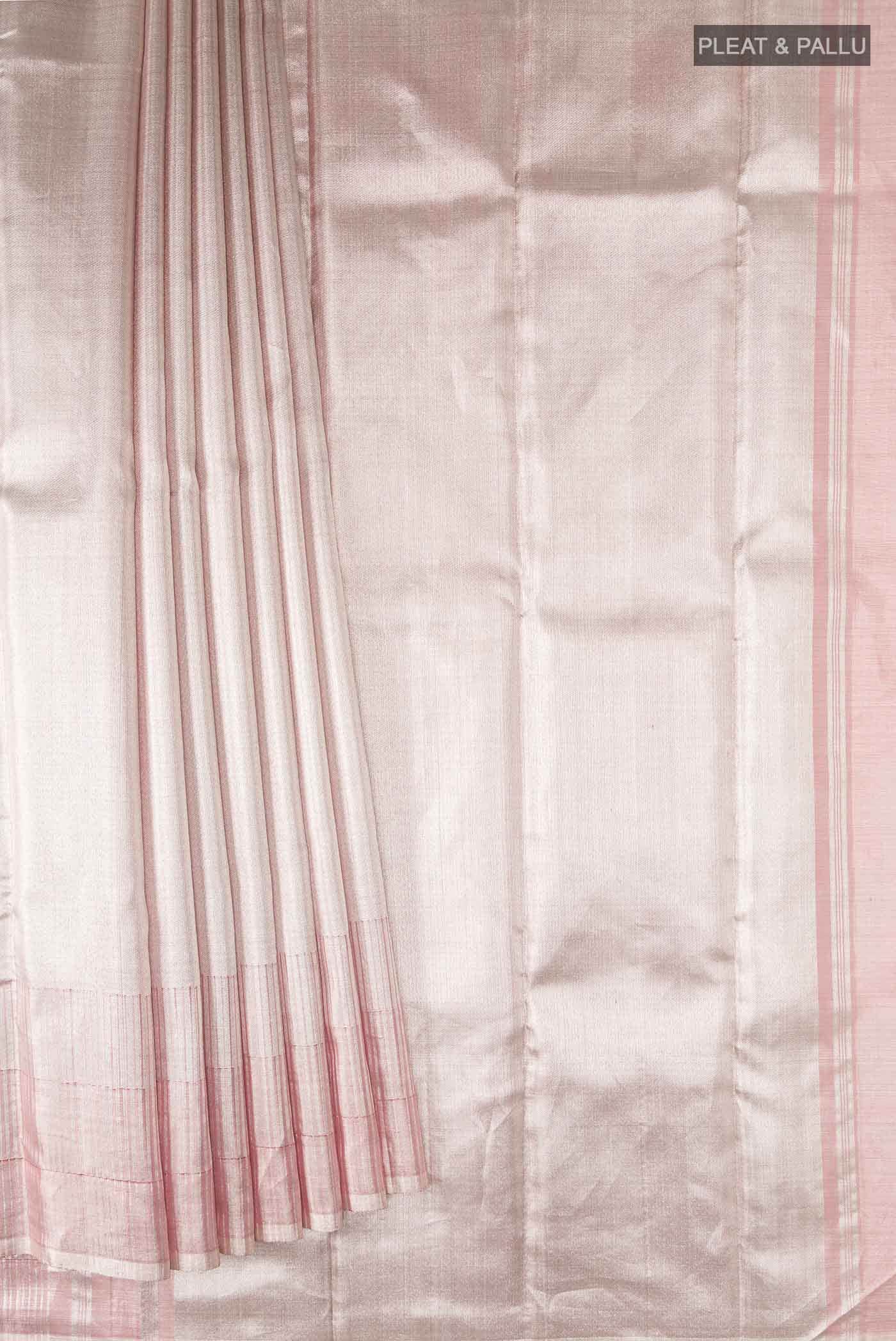 Rose Gold with Silver Dual Tone Kanchipuram Tissue Silk Saree