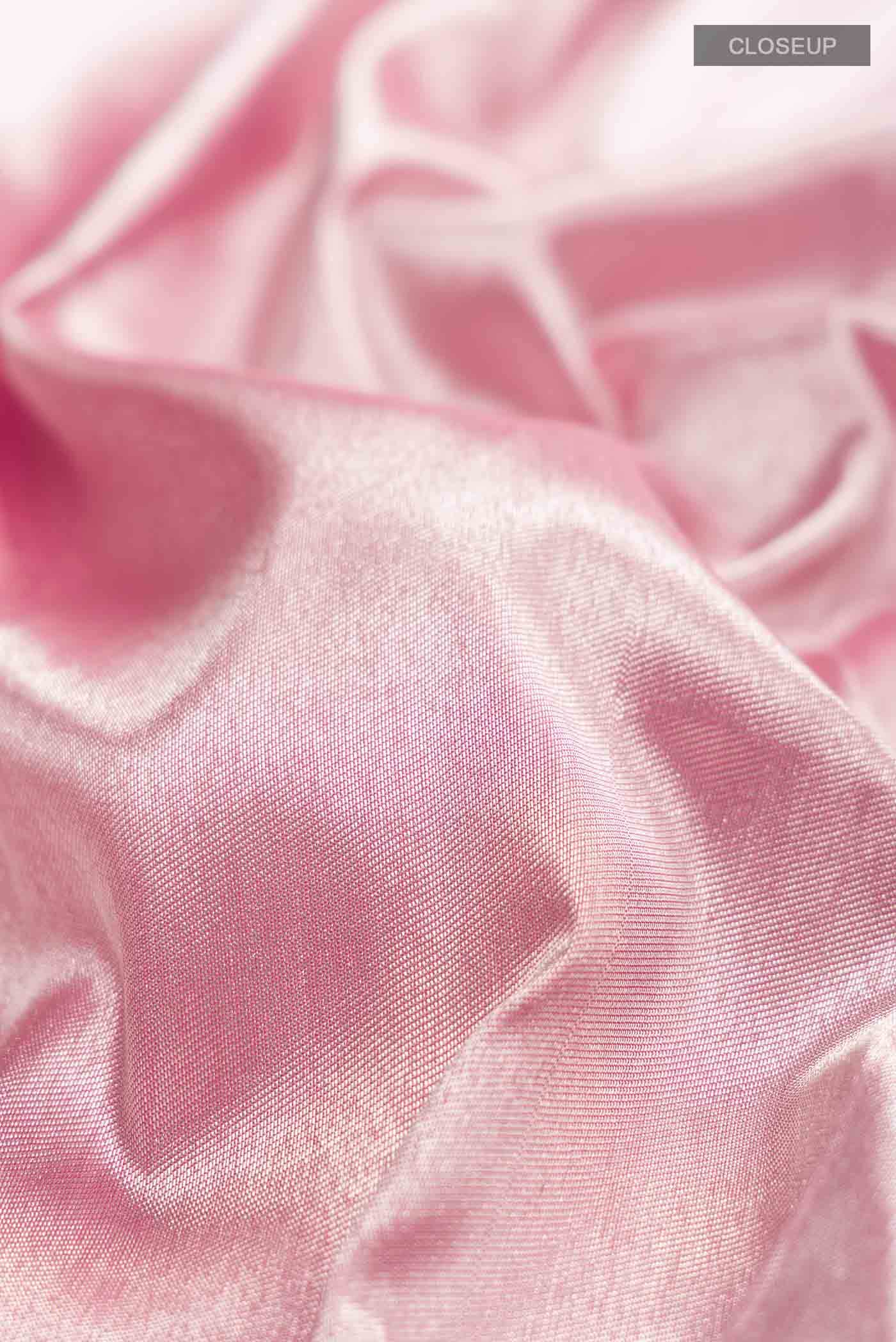 Rose Pink  with  Silver Dual Tone Kanchipuram Tissue Silk Saree