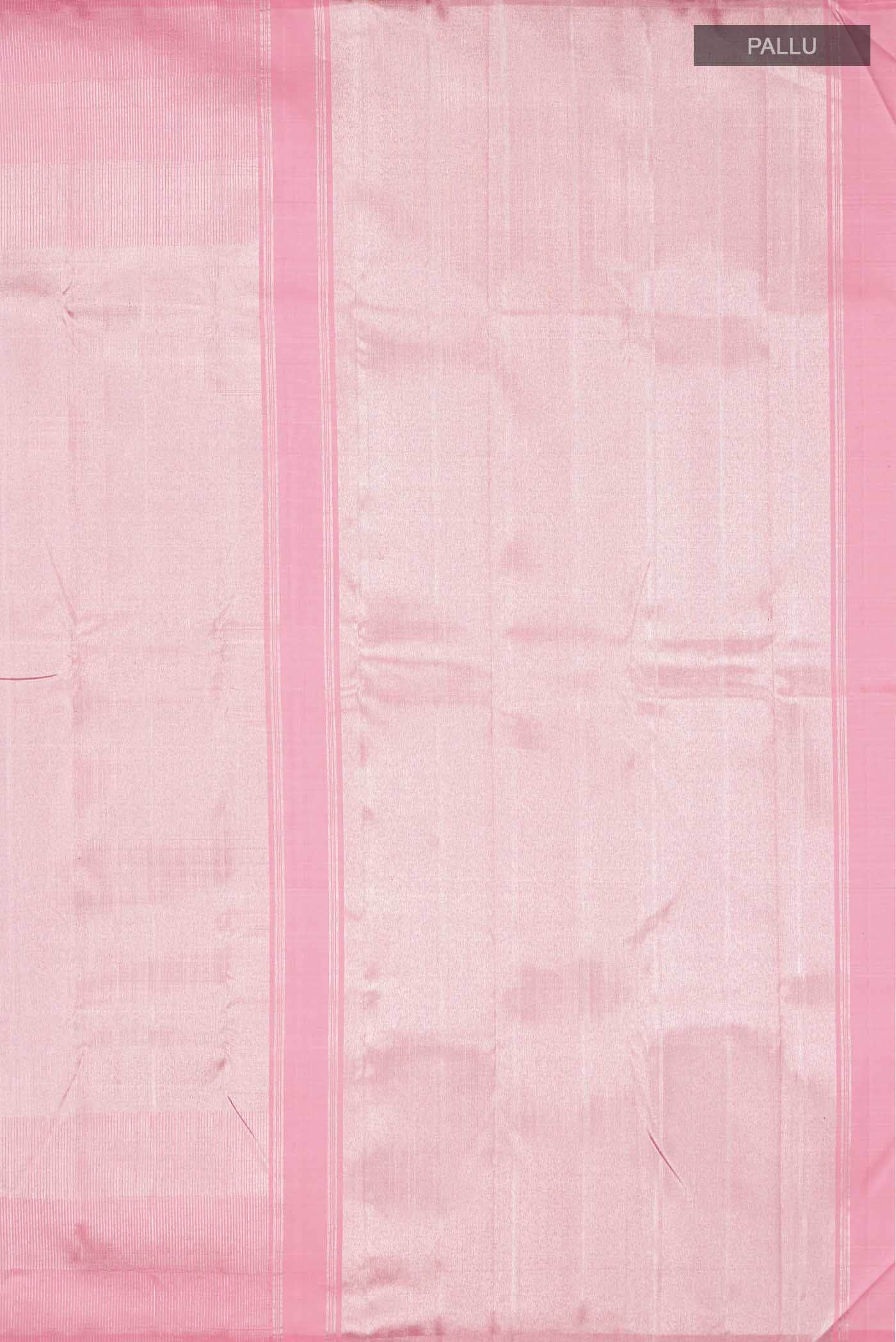 Rose Pink  with  Silver Dual Tone Kanchipuram Tissue Silk Saree